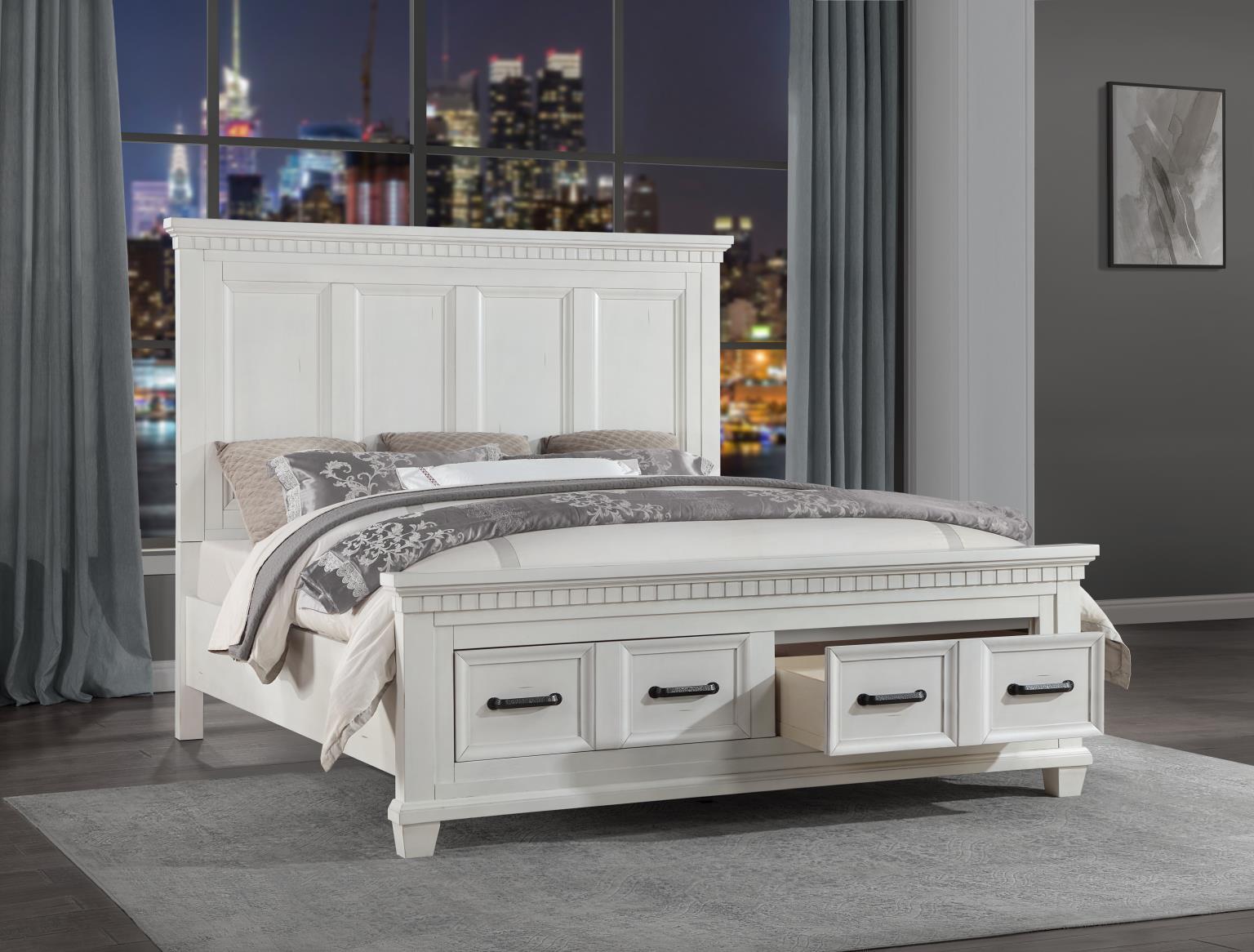 B078 - 3 Piece Bedroom Set (Queen Bed, Dresser, Mirror) - White