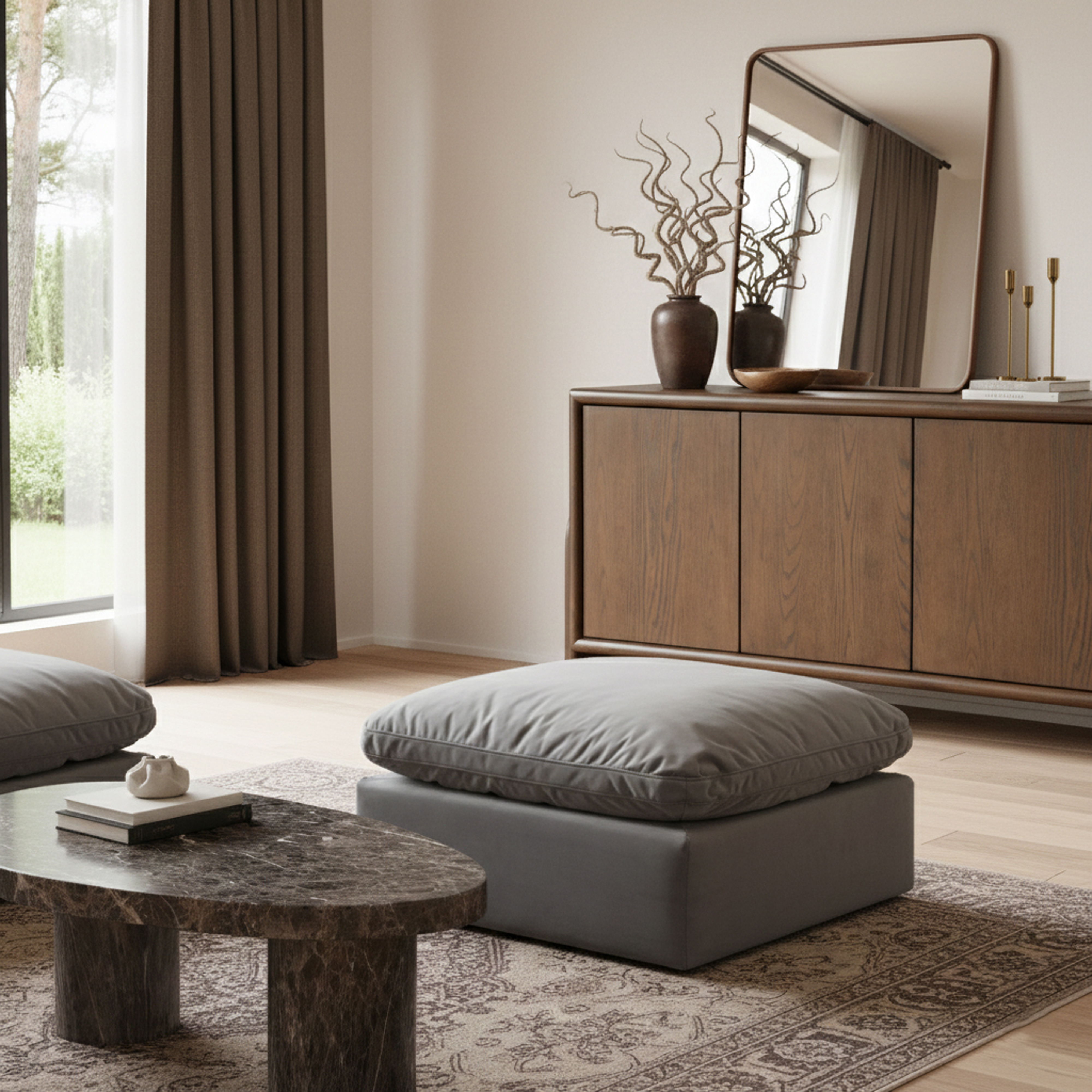 Indulge - Velvet Ottoman - Gray