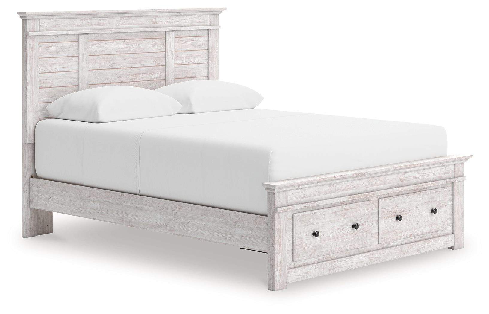 Makidern - Queen Panel Storage Bed With Storage Footboard - Whitewash