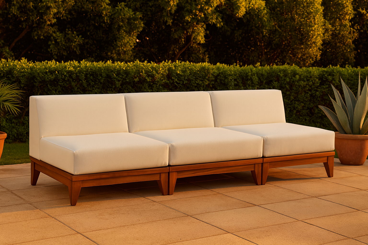 Rio - 3 Piece Modular Armless Sofa - Off White