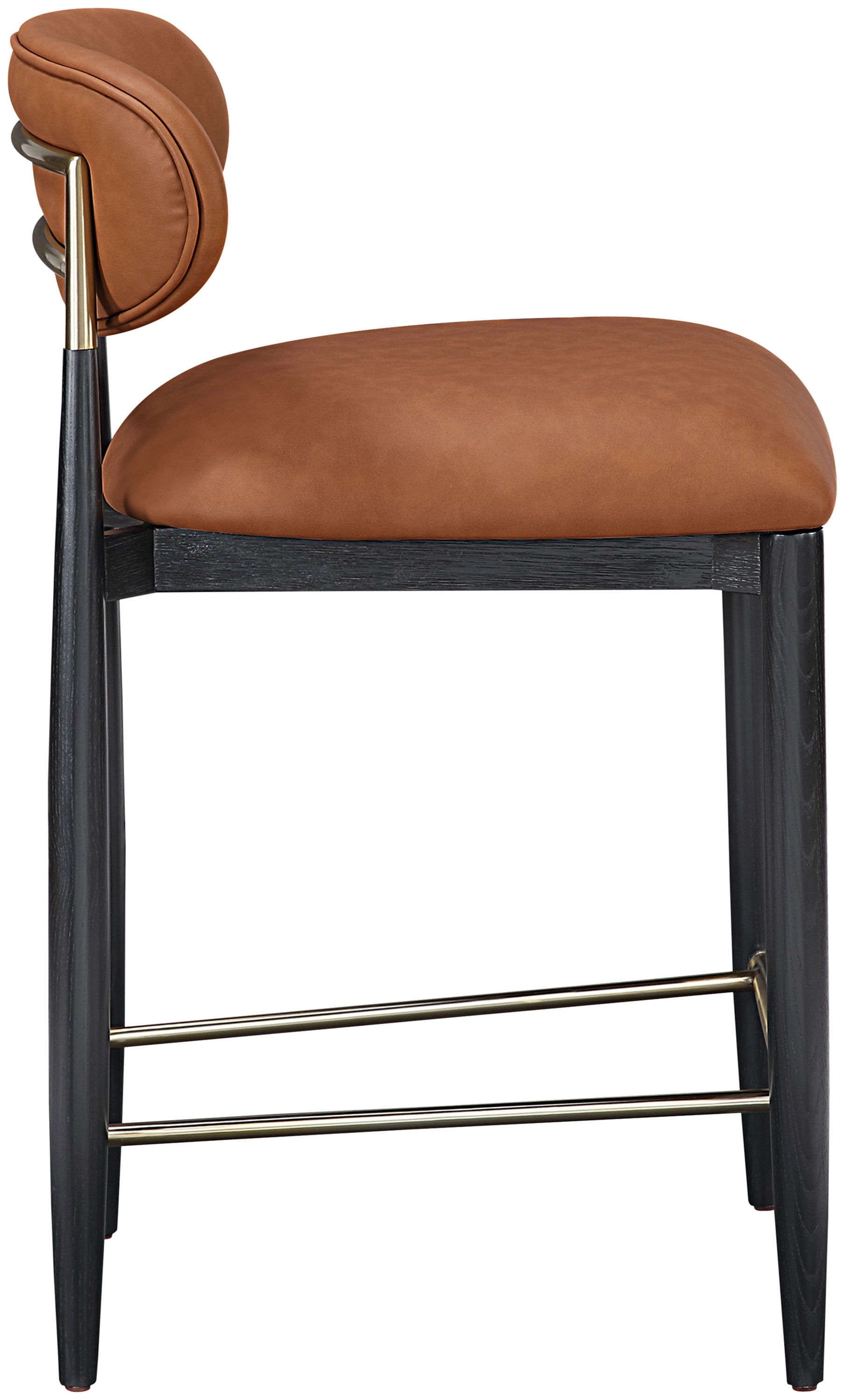 Riccio - Vegan Leather Upholstered Stool - Cognac
