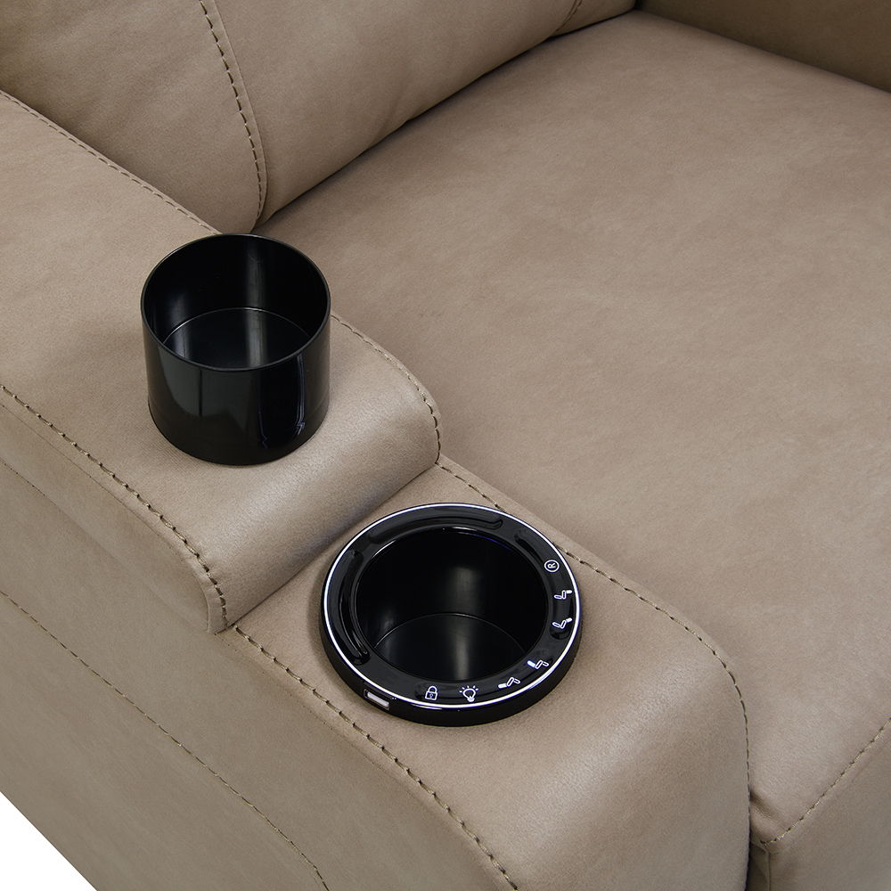 Lugo - Power Motion Recliner With Cup Holder - Camel, light brown, view 8