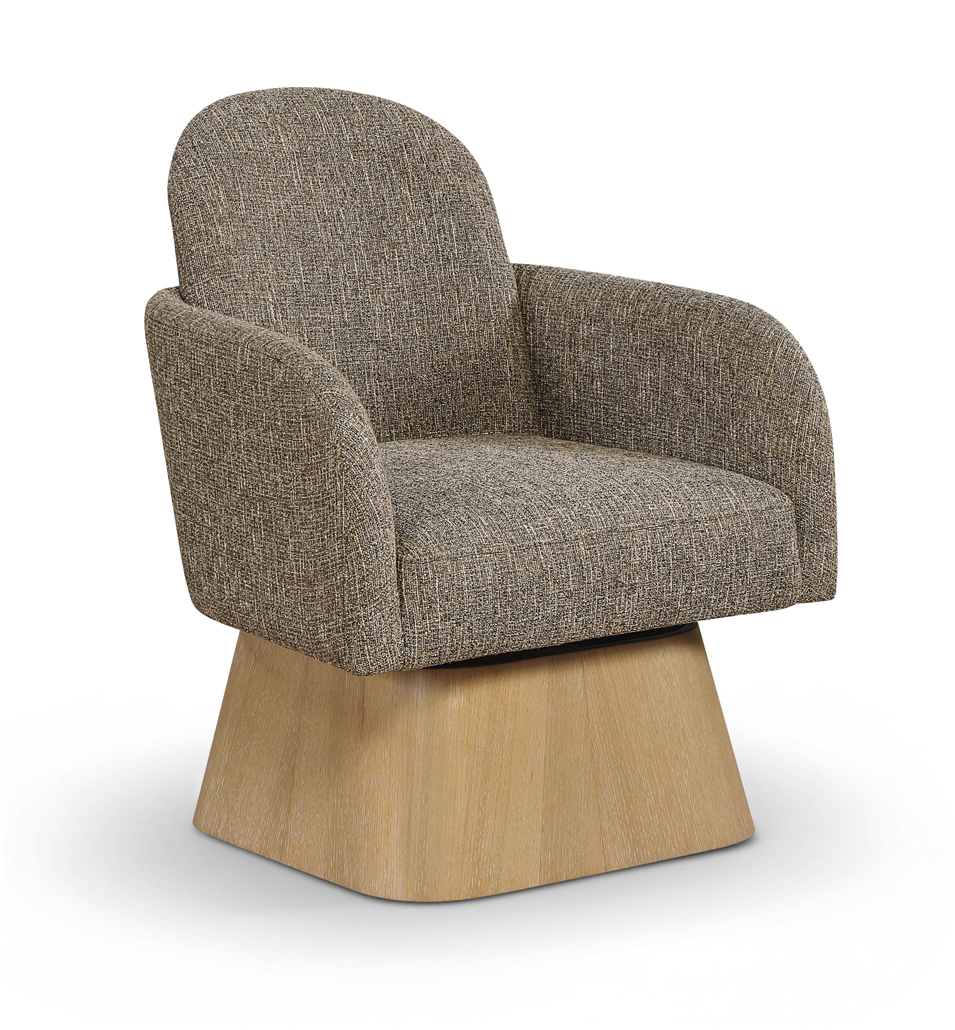 Marlowe - Linen Textured Fabric Upholstered Swivel Accent Chair - Brown