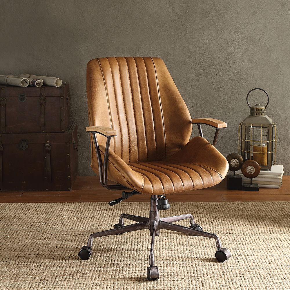 Hamilton - Office Chair - Coffee Top Grain Leather, light brown