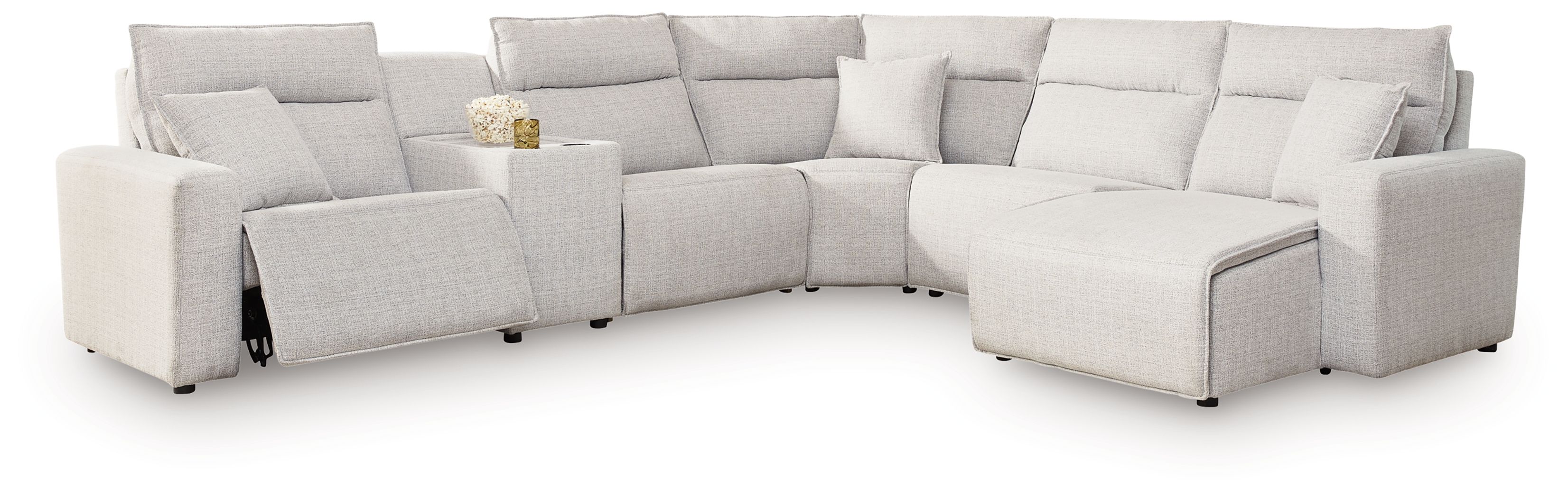 6 Pc · Power Reclining Sectional With RAF Press Back Power Chaise And Console