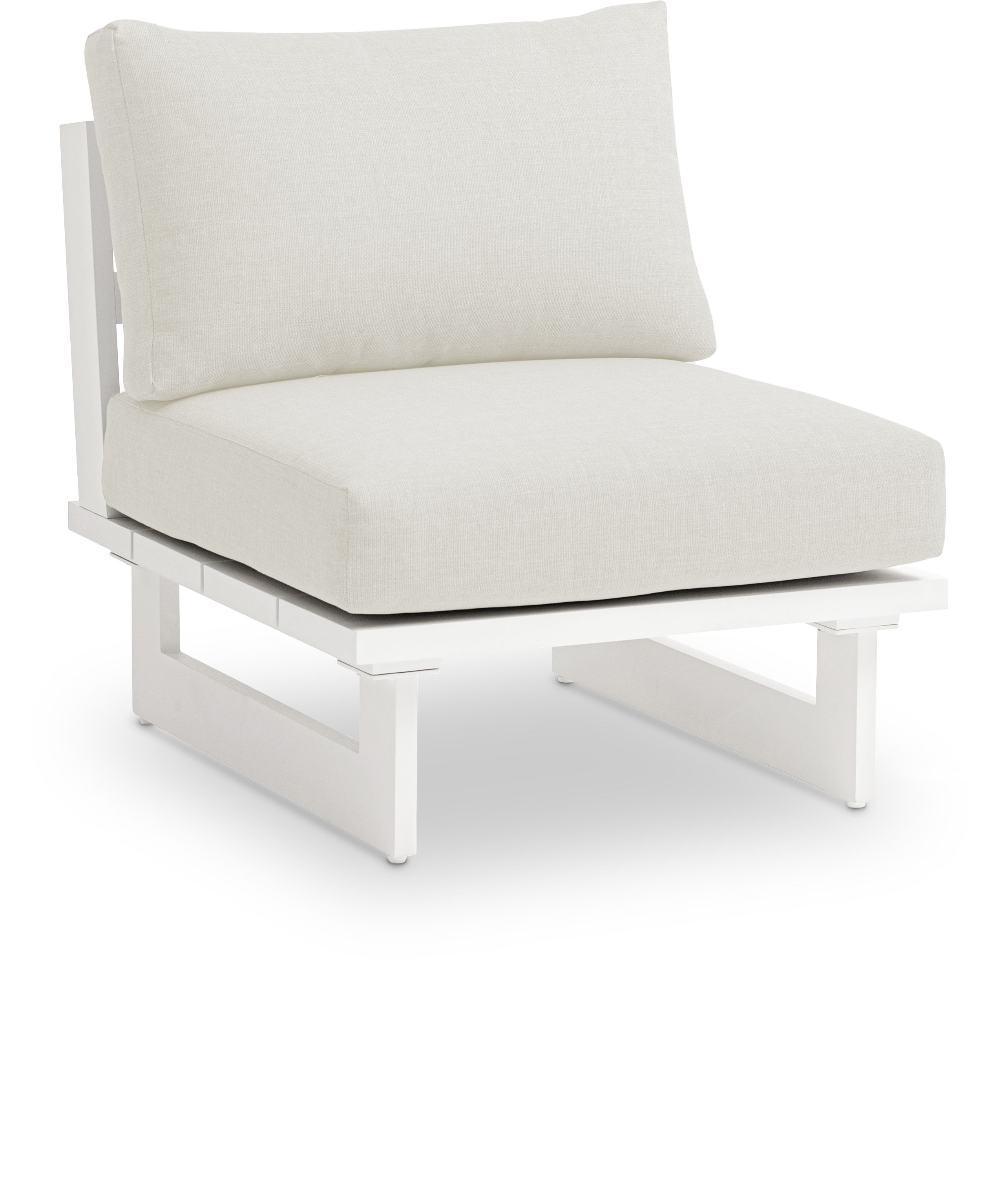 Maldives - Water Resistant Outdoor Patio Armless Chair With White Frame - Cream