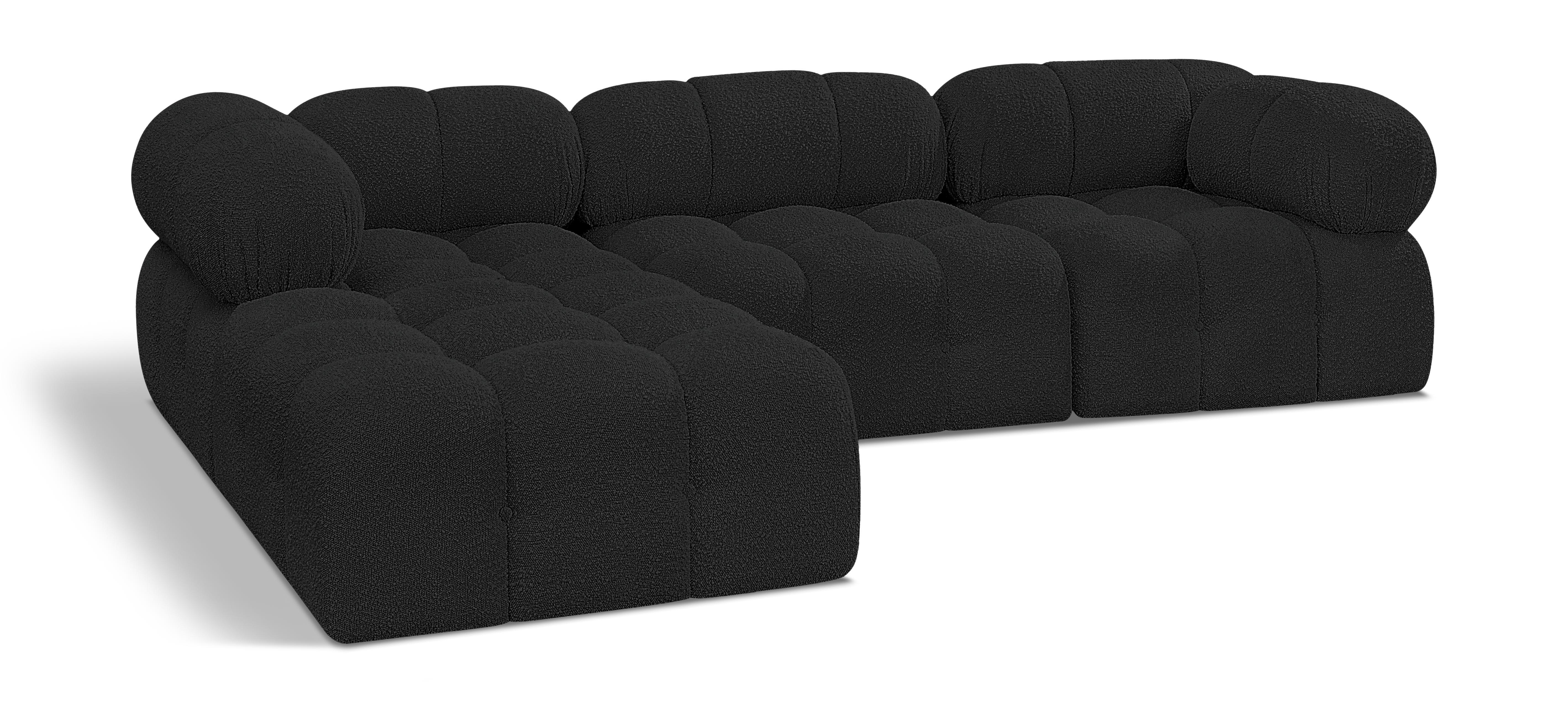Ames - 4 Piece Fabric Modular Sectional - Black