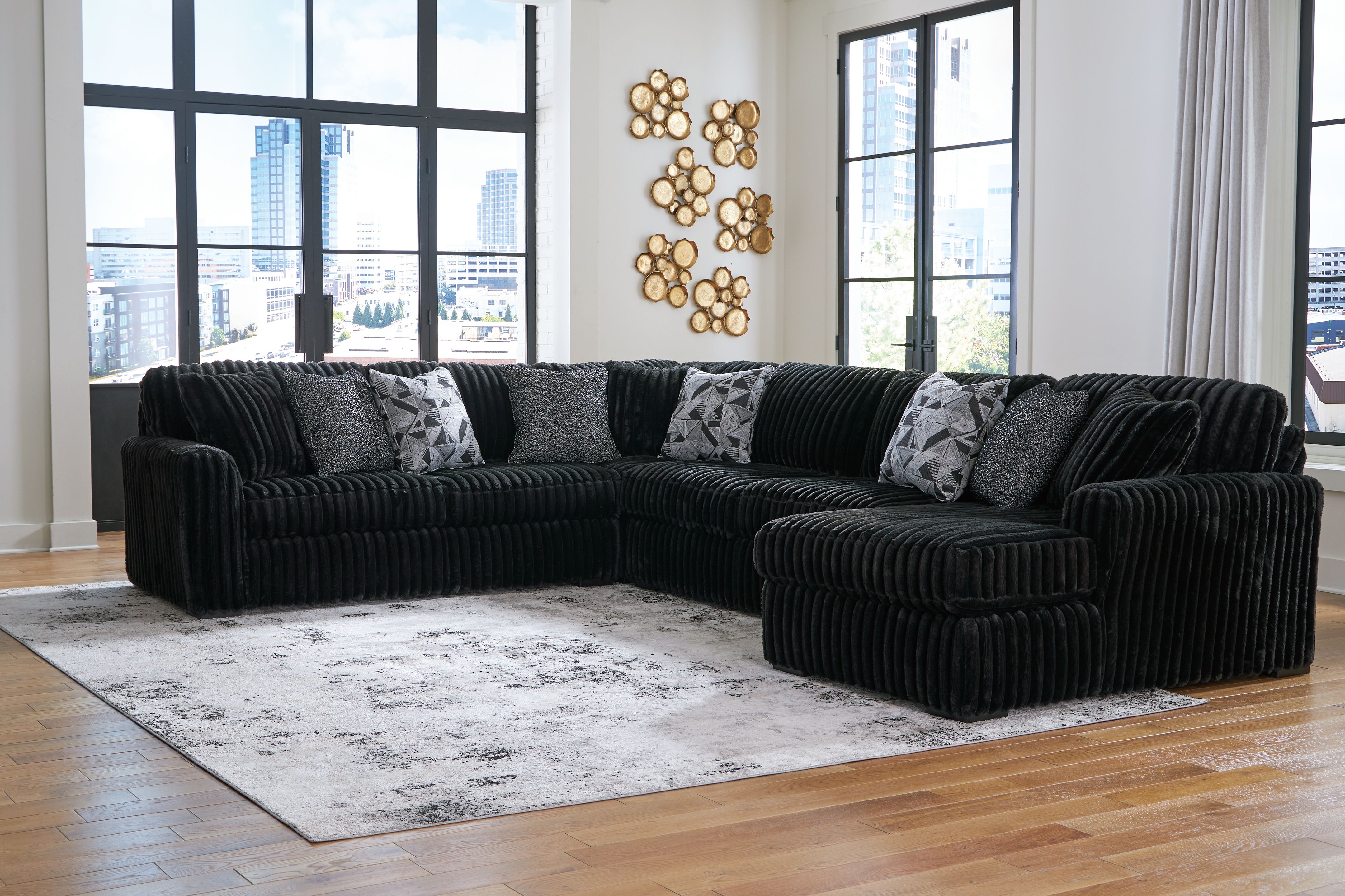 Ashley Furniture Midnight-Madness - 4-Piece Sectional With Raf Corner Chaise - Onyx - Image 5