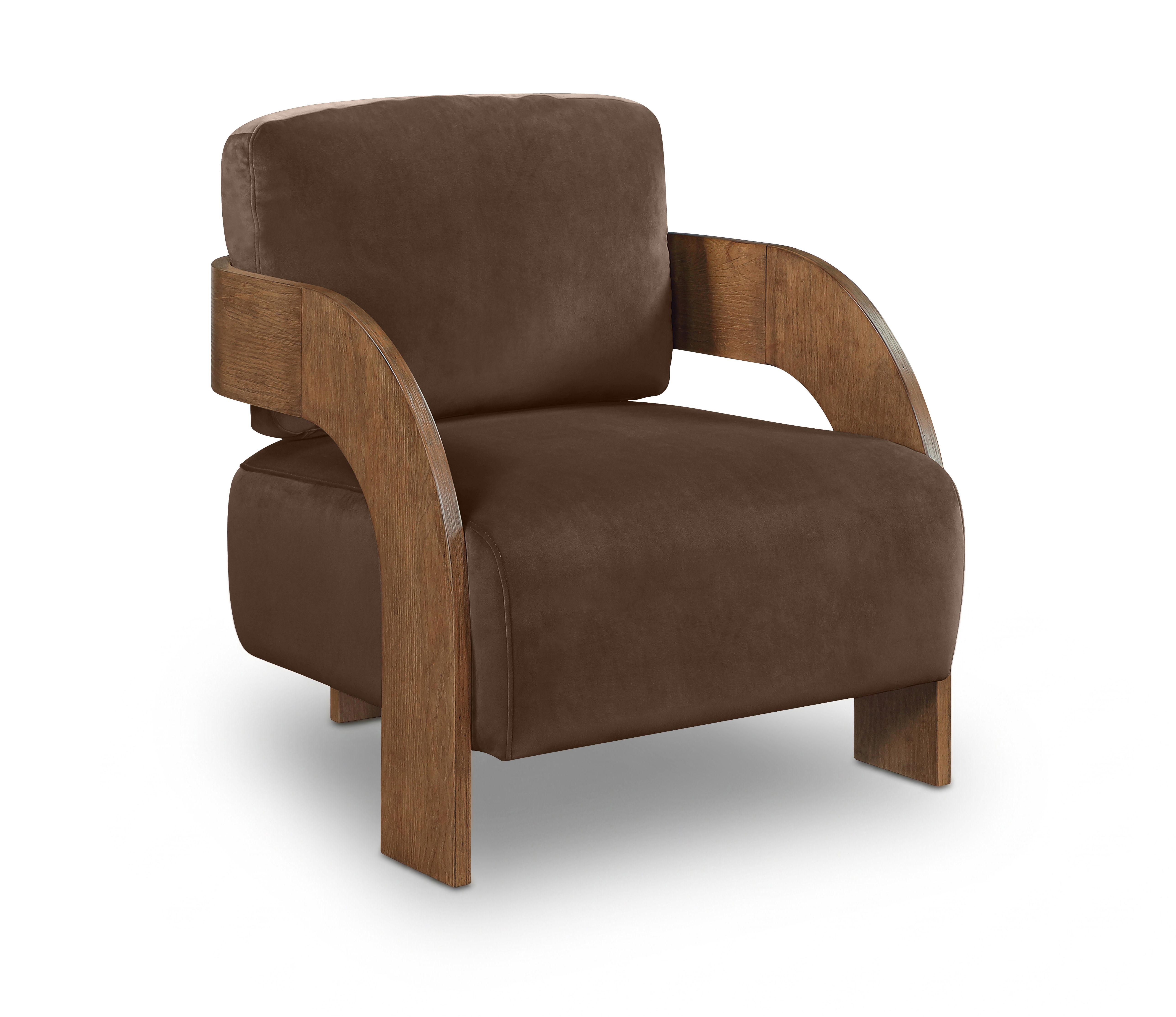 Cedra - Velvet Performance Fabric Upholstered Accent Chair - Brown / Brown