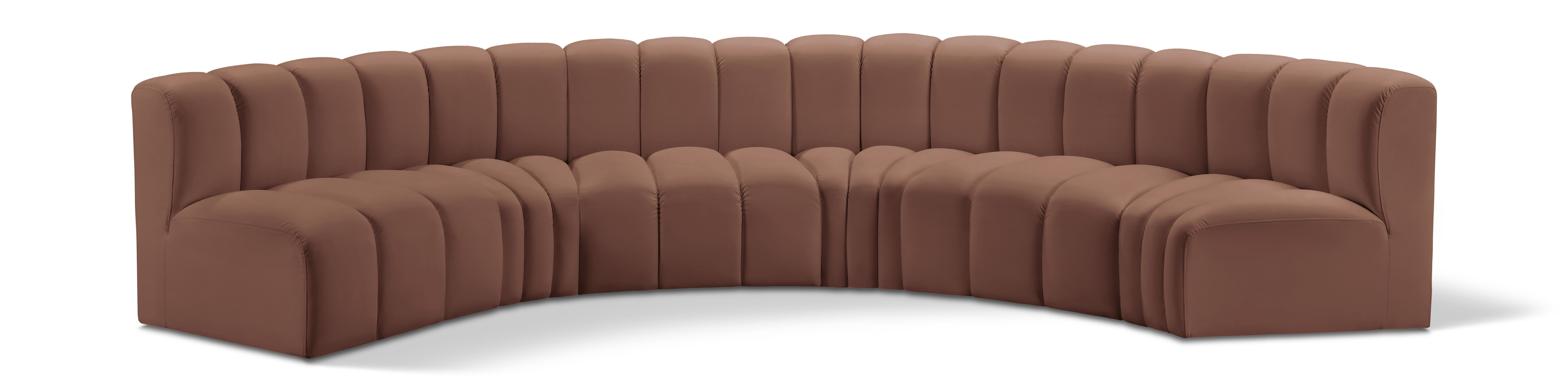 Arc - Faux Leather 6 Piece U-Shaped Modular Sofa - Cognac
