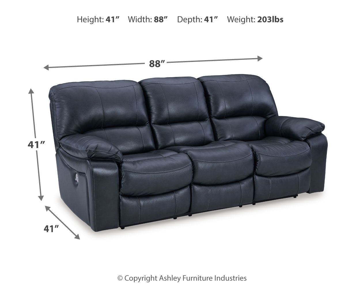 Ashley Furniture Leesworth - Power Reclining Sofa - Ocean - Image 4