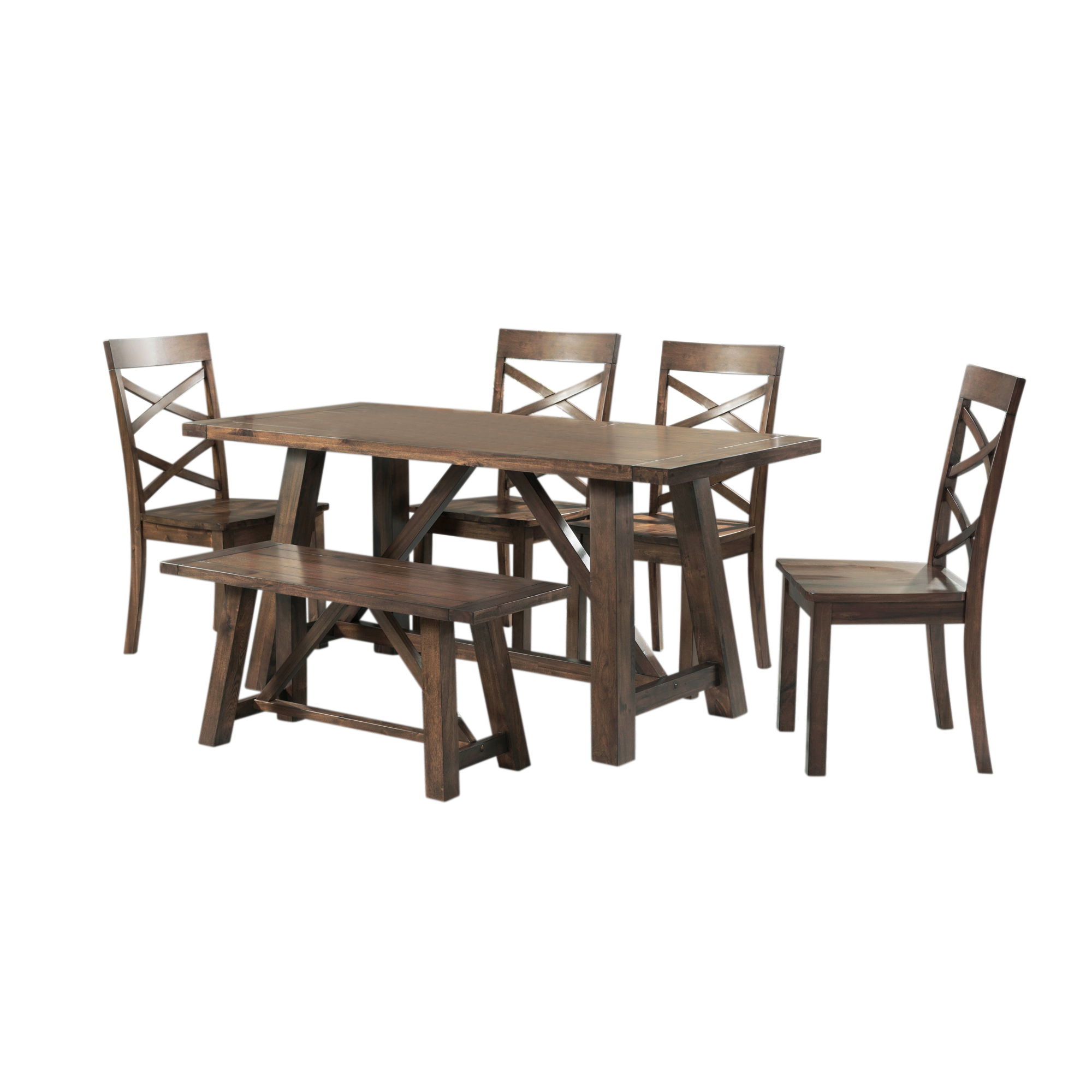 Renegade - 6 Piece Dining Set (Table, Four Side Chairs And Bench) - Cherry