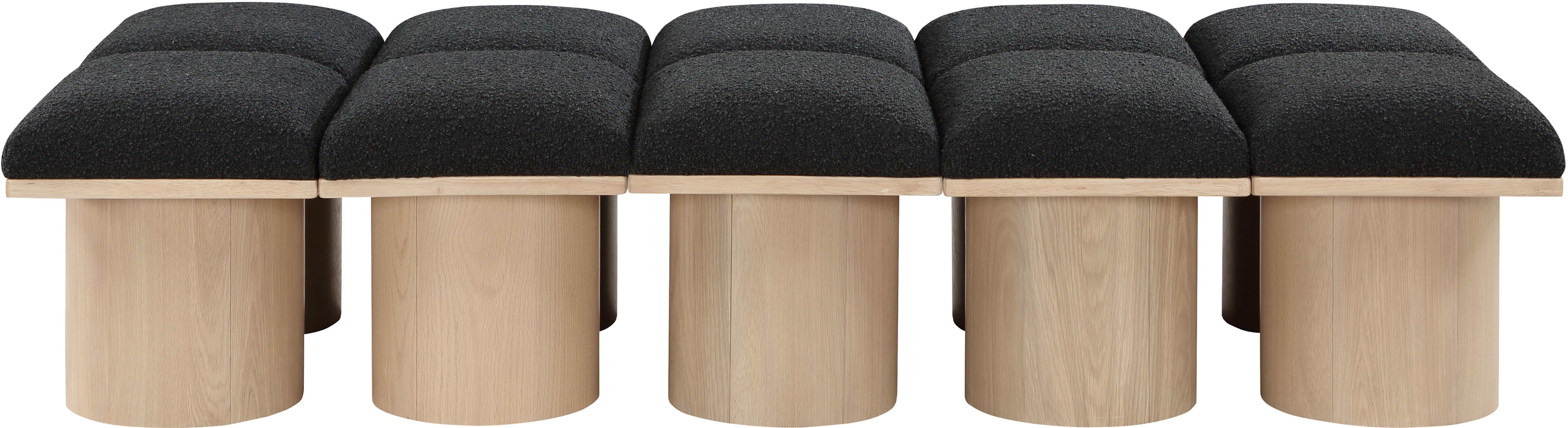 Pavilion - 77.5" 10 Piece Modular Bench With Natural Base - Black