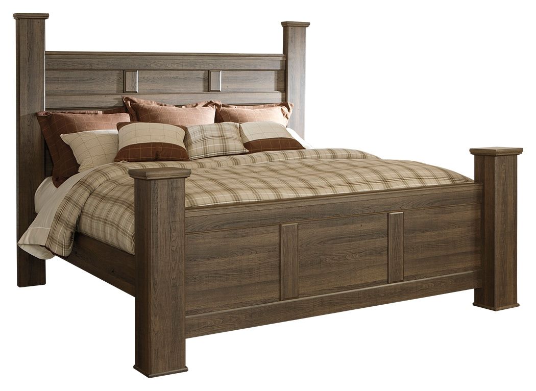 Juararo - California King Poster Bed - Dark Brown