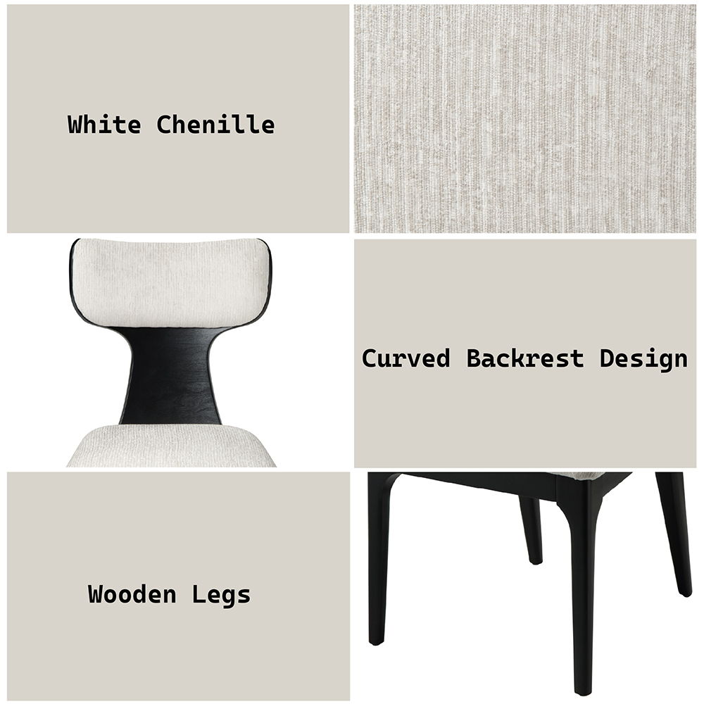 Marioly - Side Chair (Set of 2) - White Chenille, white, view 7