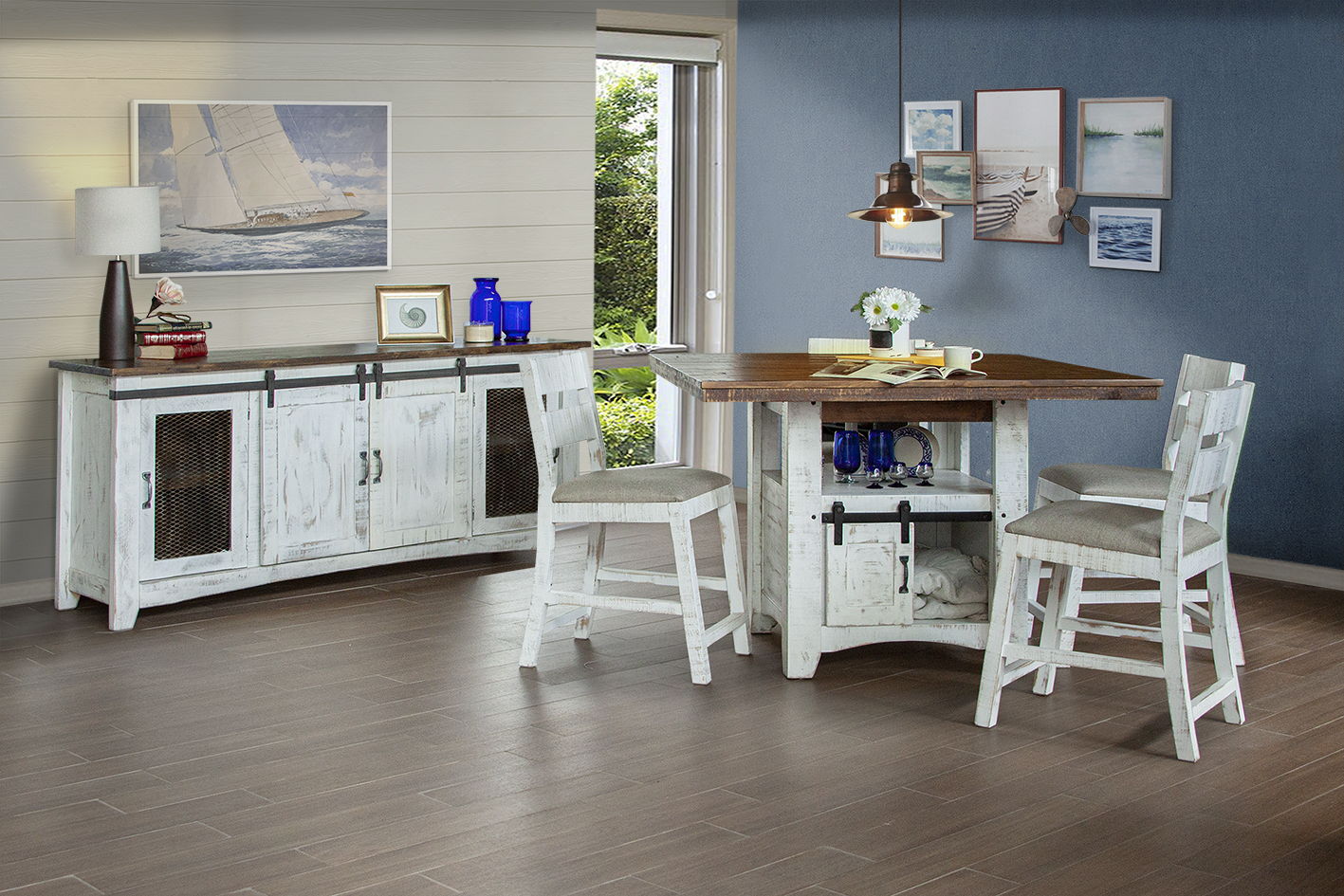 International Furniture Direct Pueblo White - Counter Table - White