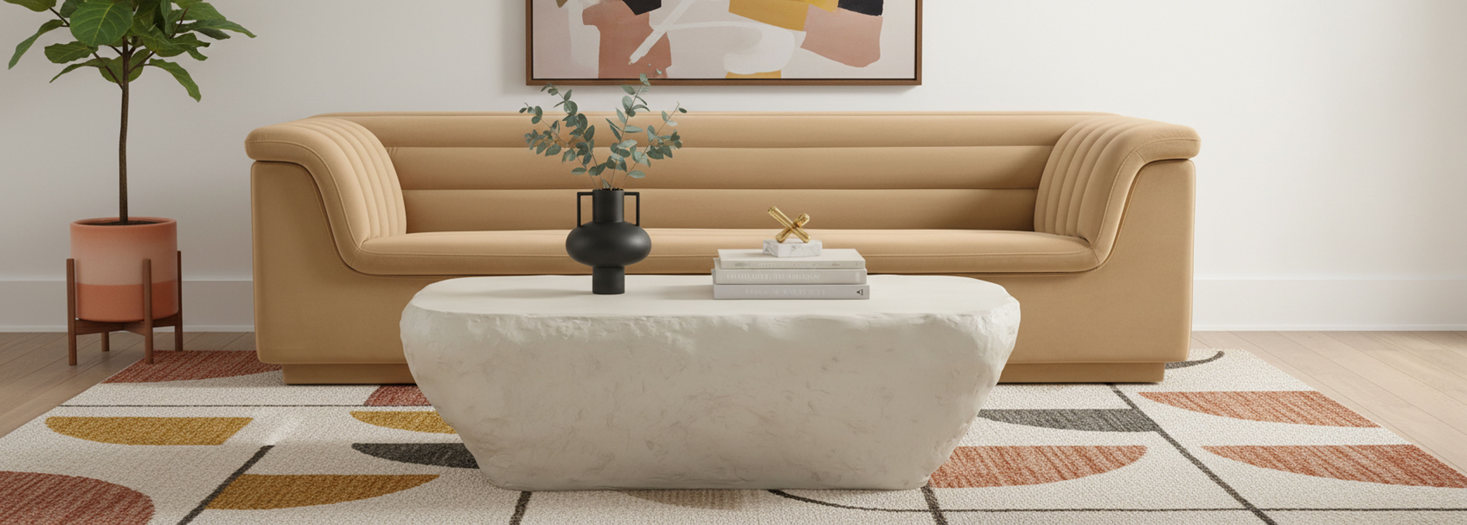 Cascade - Velvet Sofa - Camel