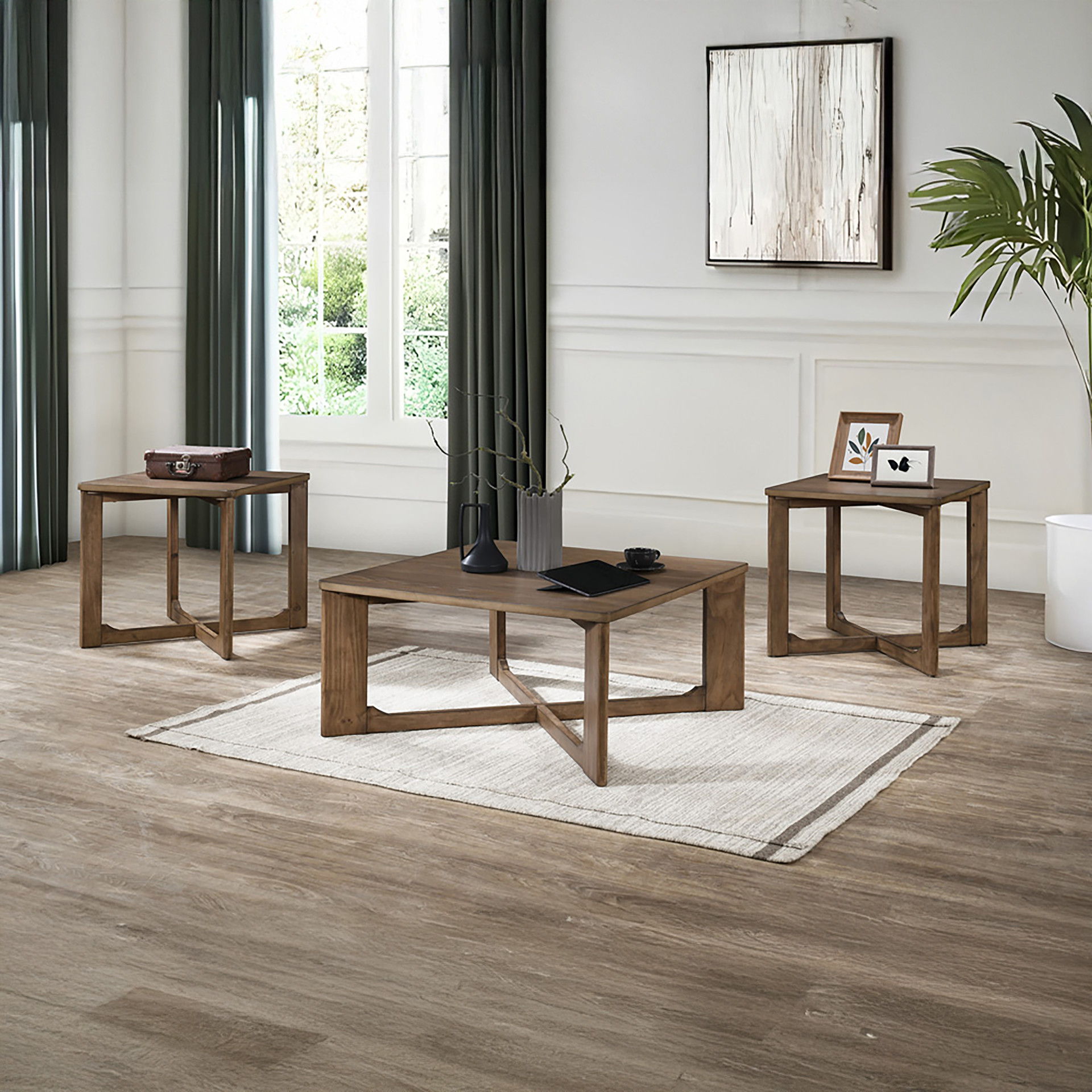 Sweeney - 3 Piece Occasional Set (1 Coffee & 2 End Tables) - Natural, dark brown, view 7