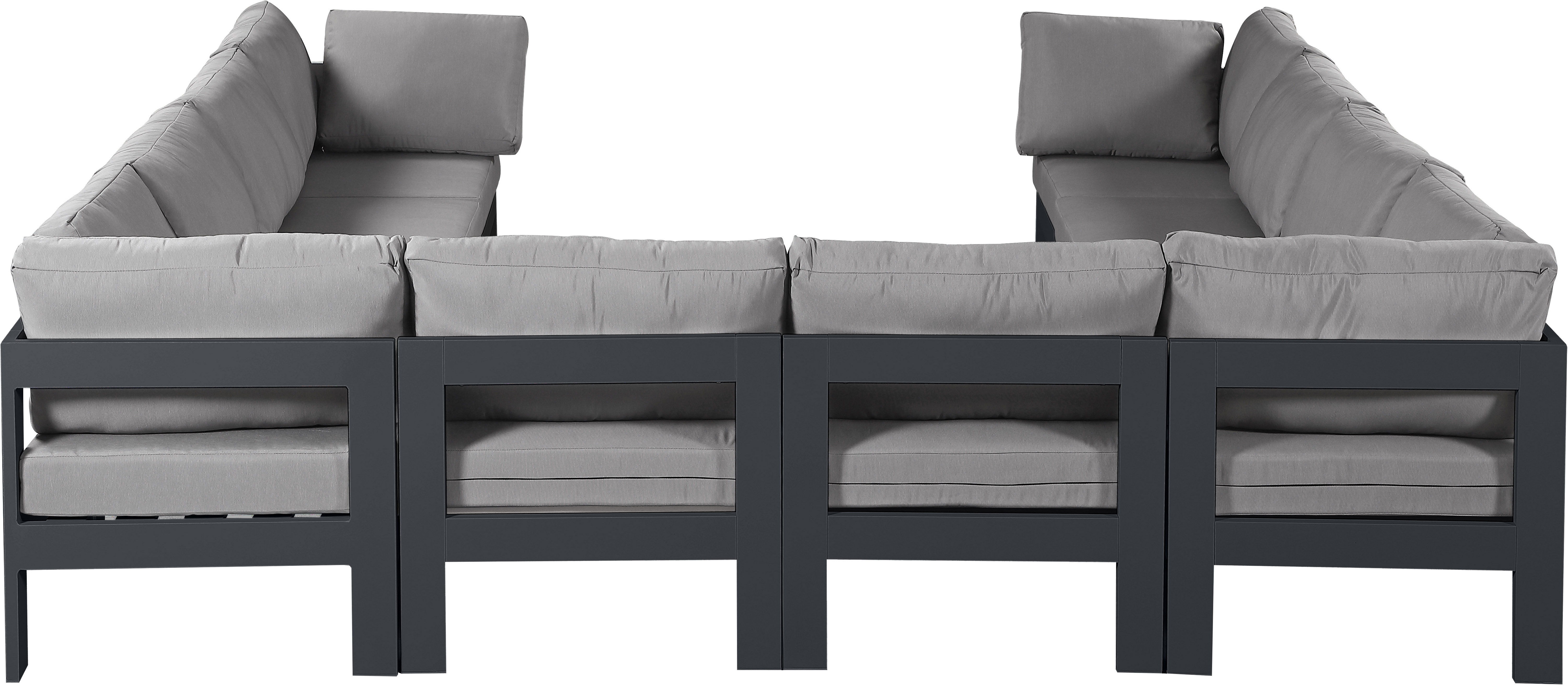 Nizuc - Outdoor Patio 10 Piece Modular Sectional With Gray Frame - Gray