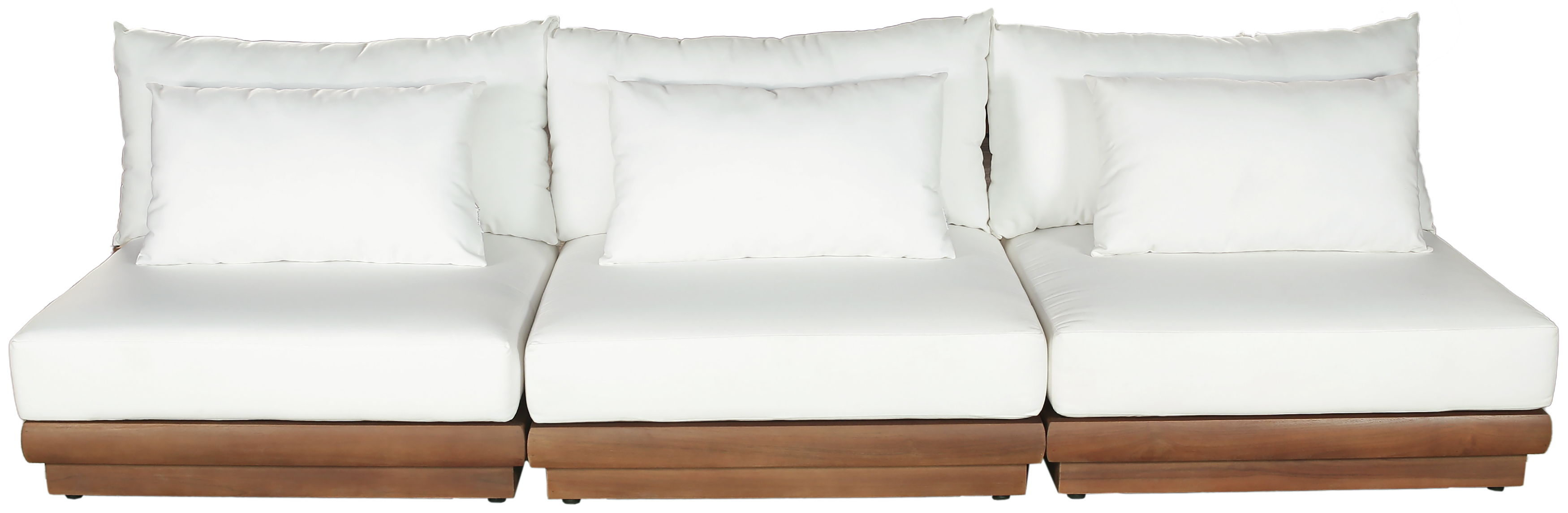 Mirella - 3 Piece Water Resistant Fabric 111" Upholstered Outdoor Patio Modular Sofa - Off-White