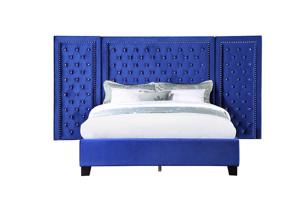 Damazy - Queen Bed - Blue Velvet, blue, view 2