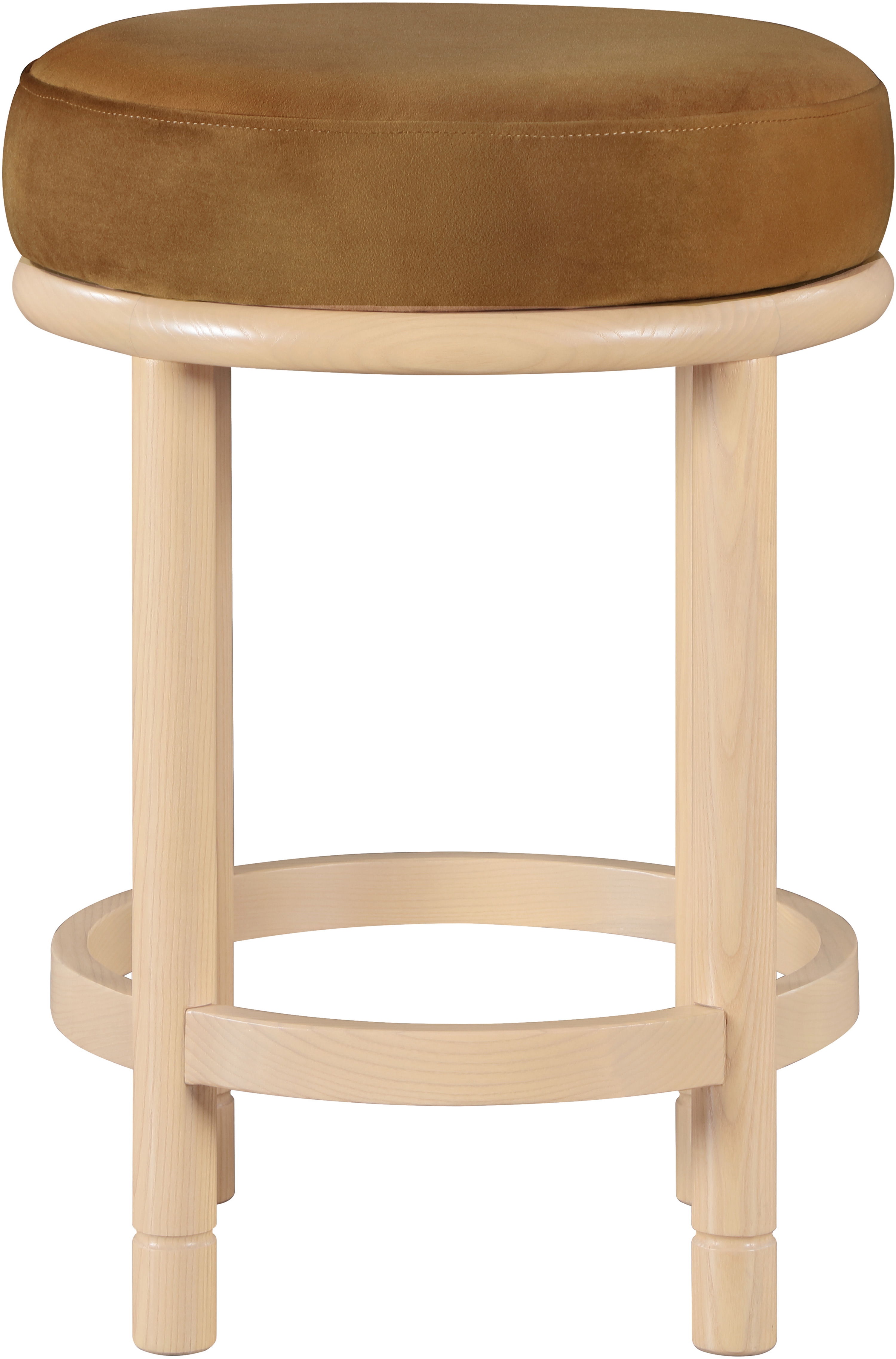 Monette - Counter Stool With Natural Base - Saddle