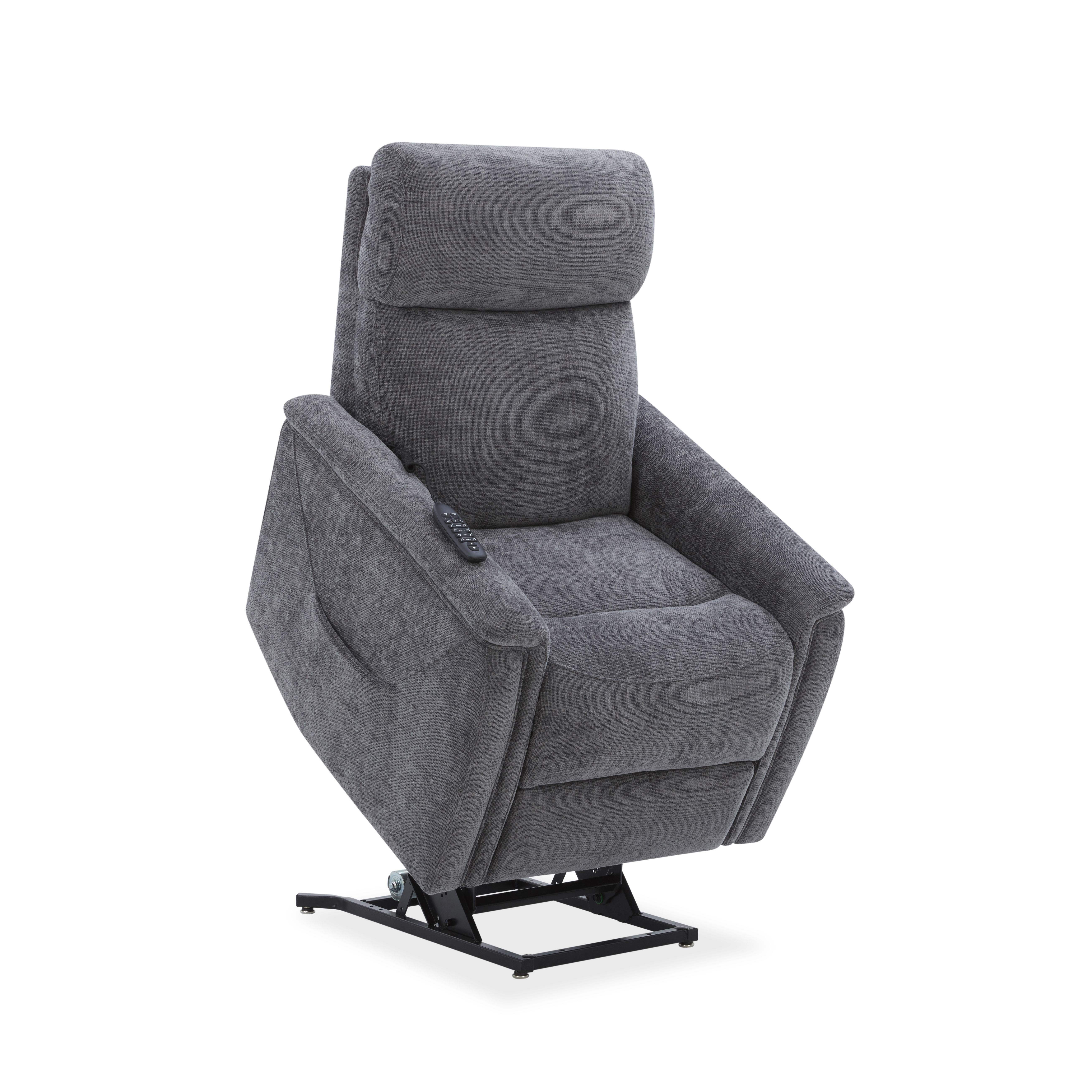 Luma - Petite Power Lift Recliner With Power Headrest, Lumbar, Heat & Massage - Dark Gray, dark gray, view 3