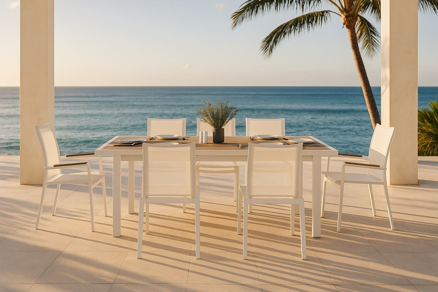 Nizuc - Outdoor Patio Dining Chair With White Frame (Set of 2) - White