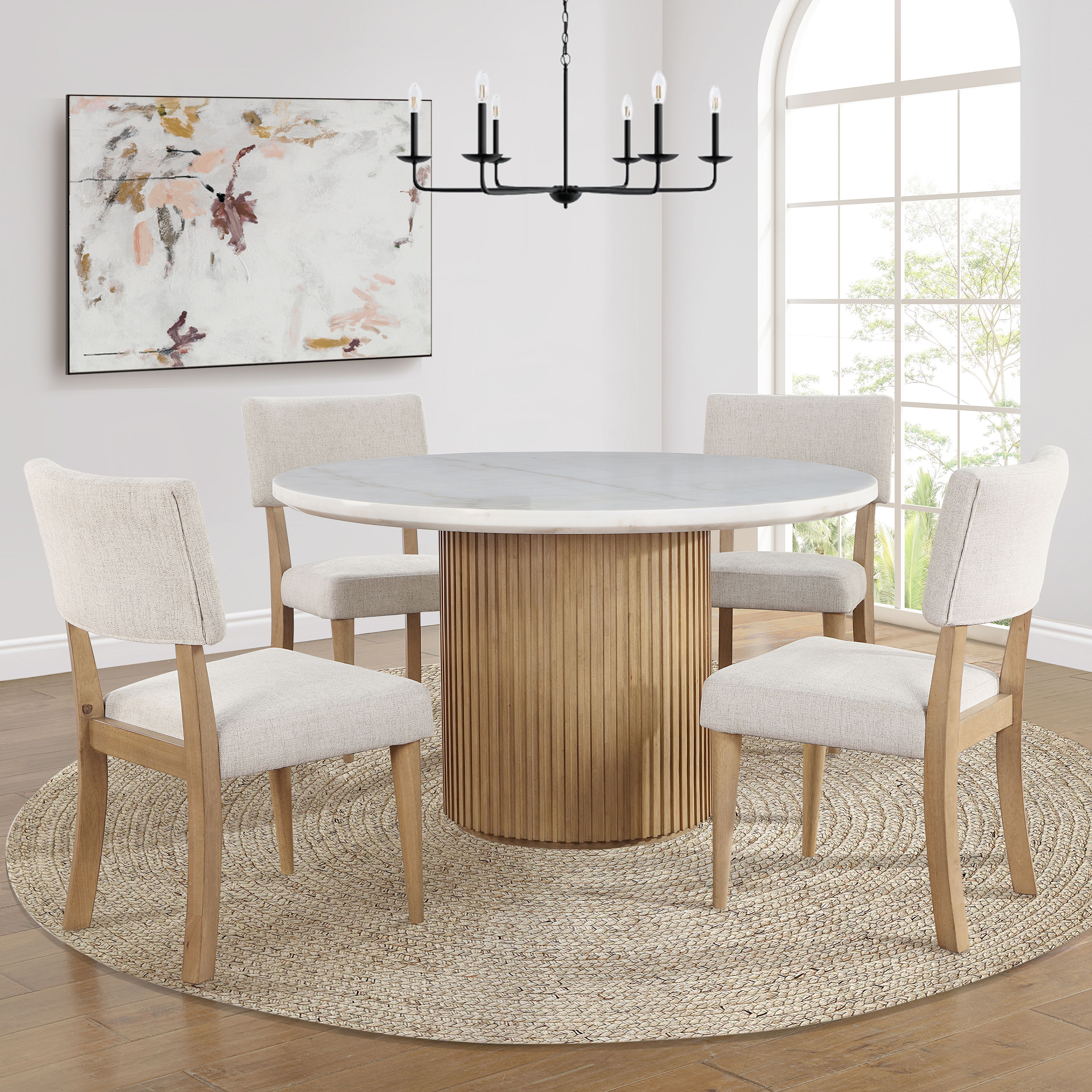 Colvin - 5 Piece Round Marble Set - Brown