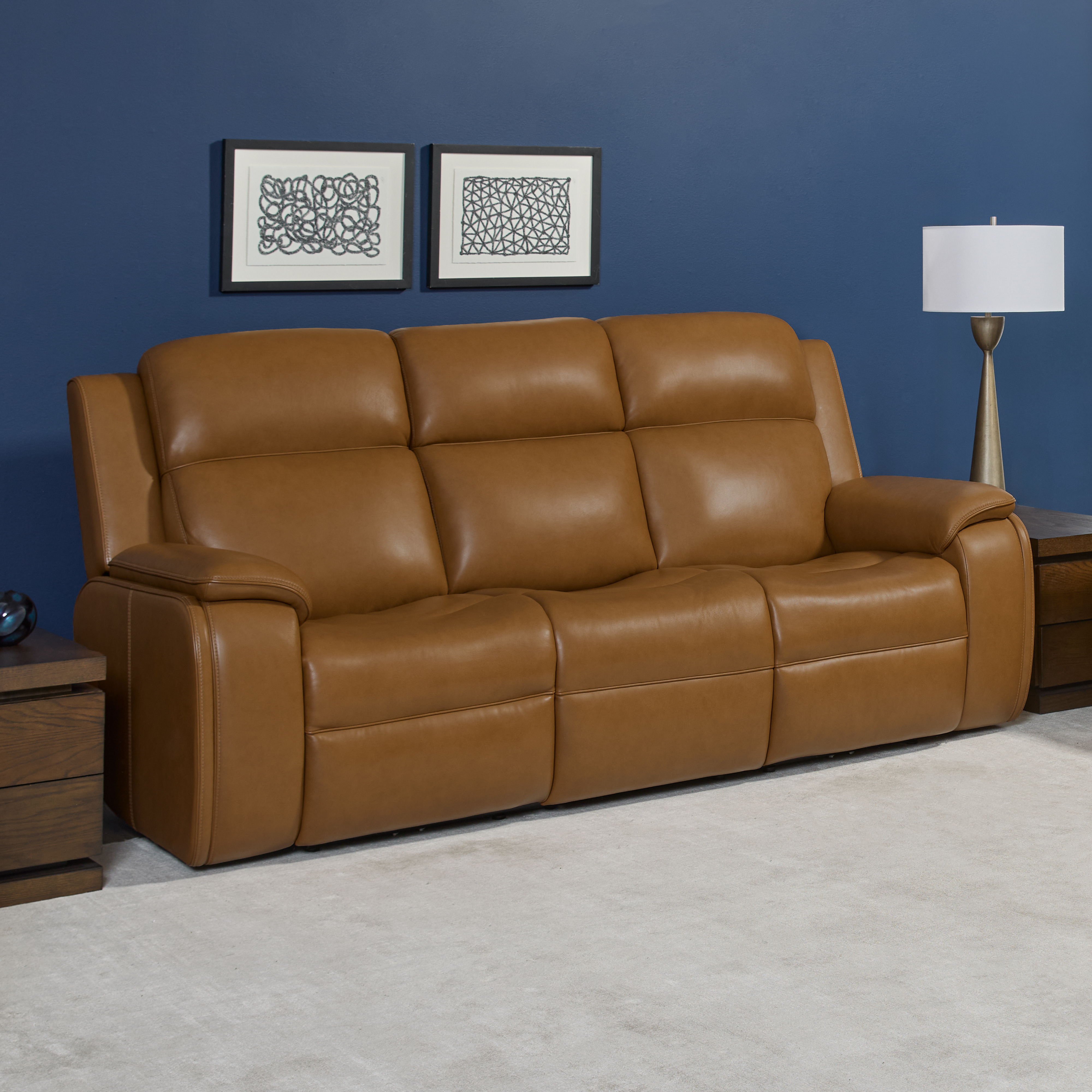 Ziggy - Power Reclining Sofa With Power Headrest, Lumbar, Heat & Massage, light brown, view 6