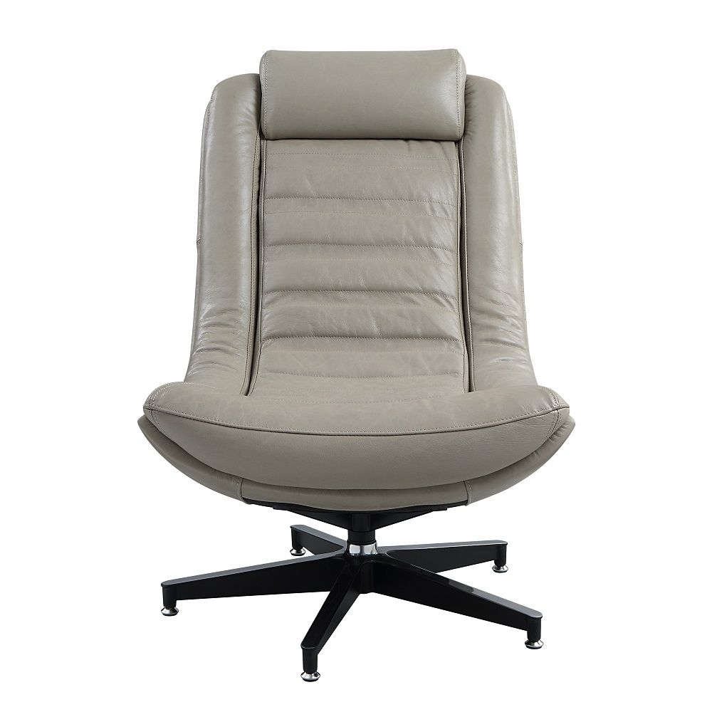 Piran - Accent Chair With Swivel - Twilight Top Grain Leather, gray, view 8