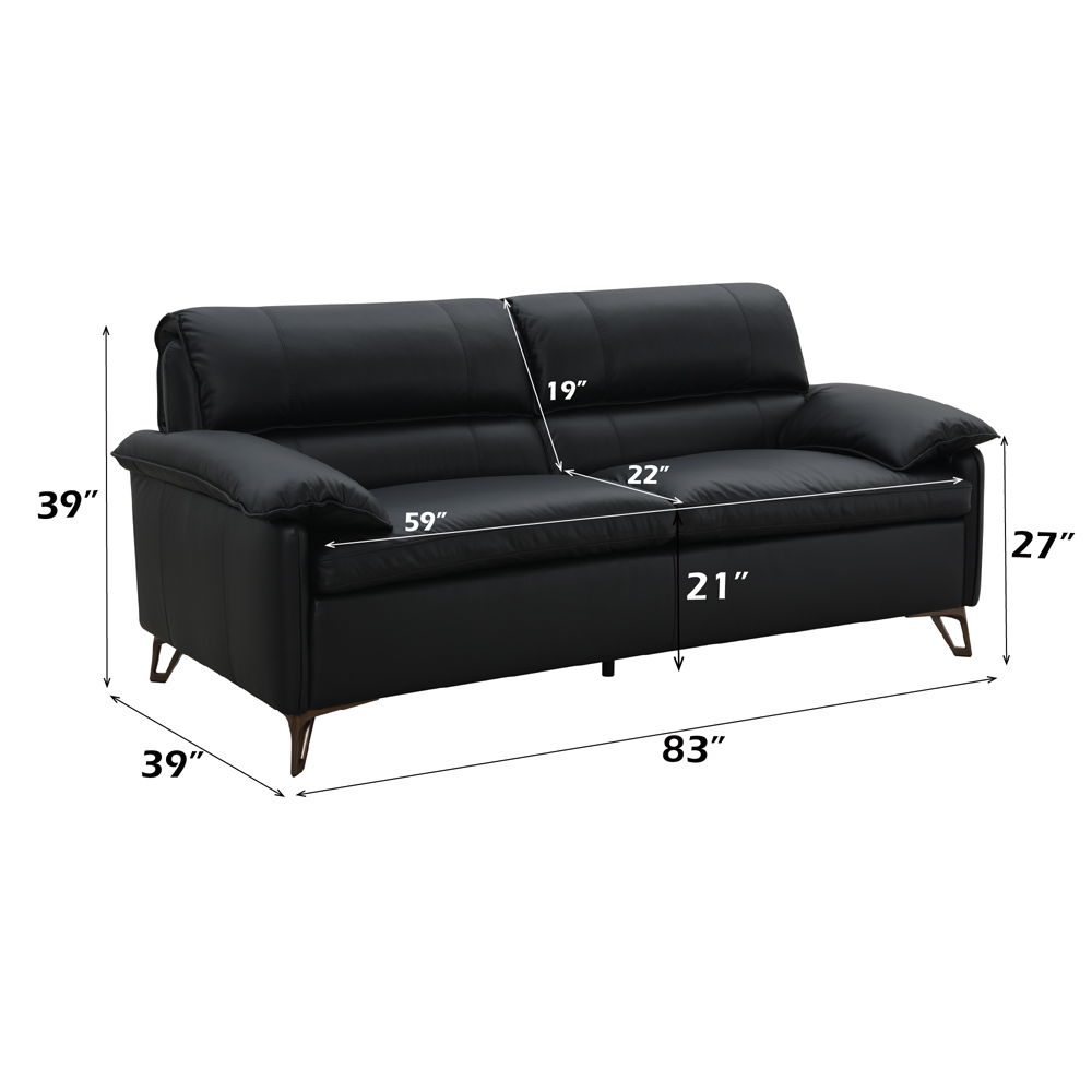 Eilene - Loveseat - Black Top Grain Leather, black, view 5