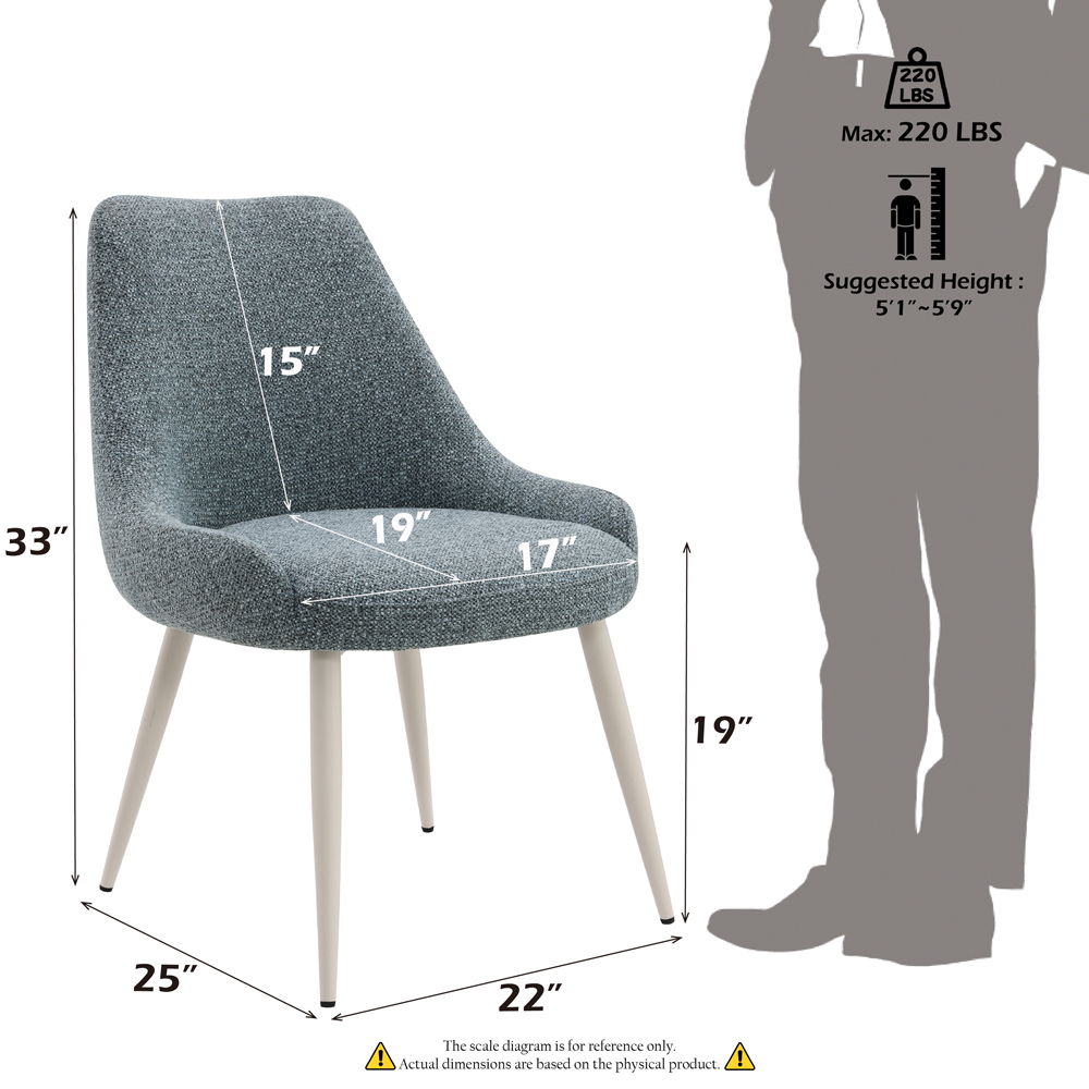 Laela - Side Chair (Set of 2) - Light Blue Boucle & White, light blue, view 7