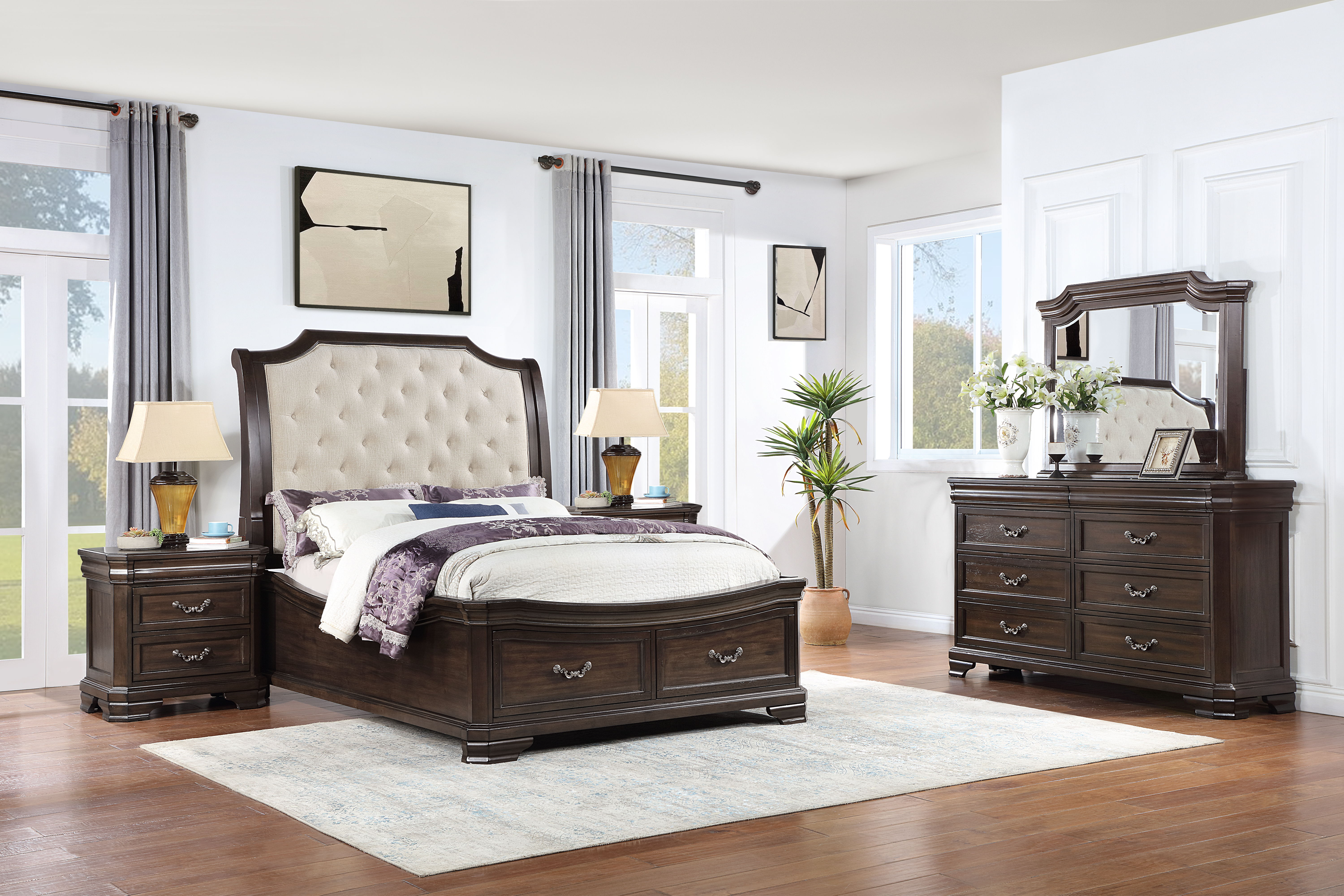 Queen · 5 Pc · Bed, Dresser, Mirror, 2 Nightstands