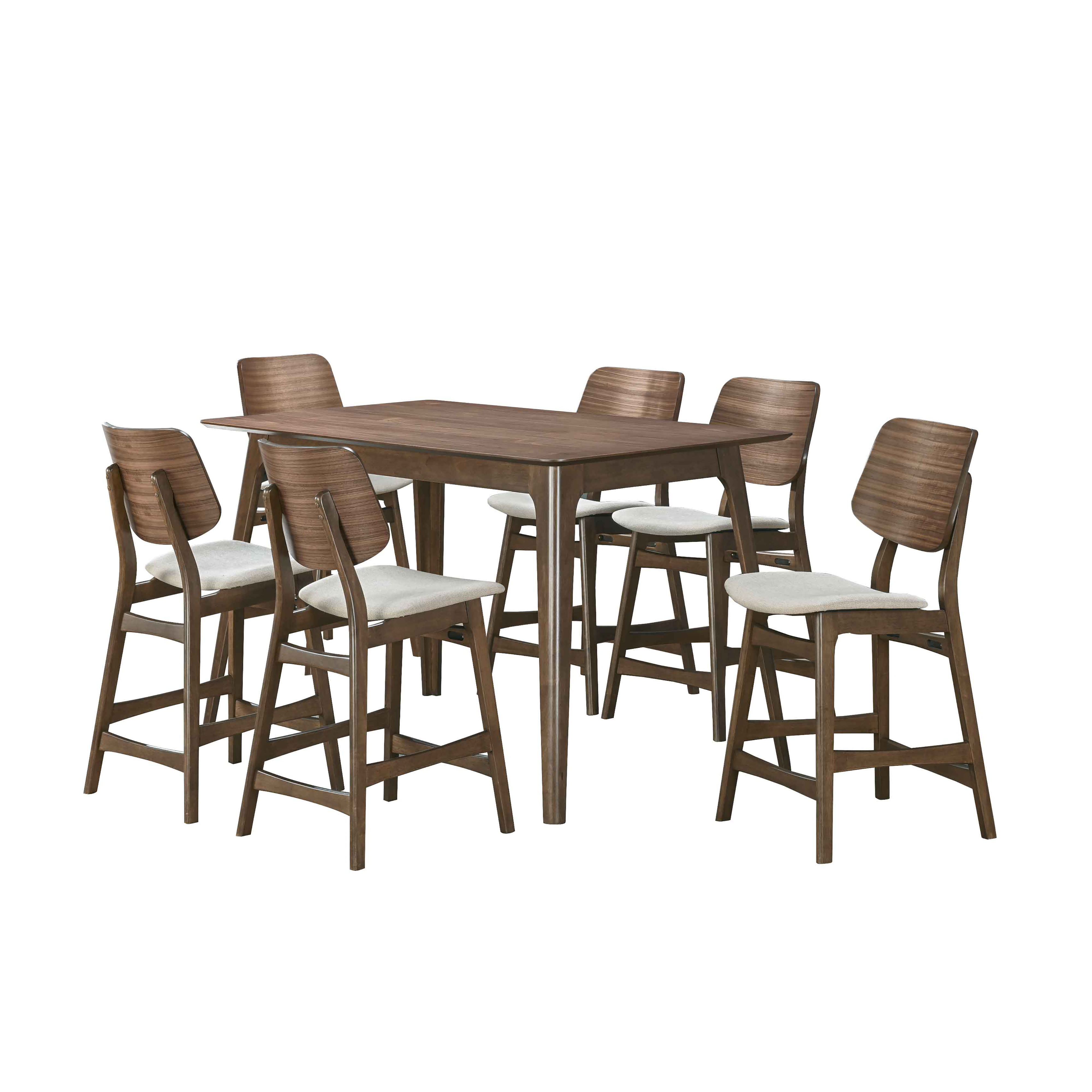Oscar - Counter Table & 6 Chairs - Walnut