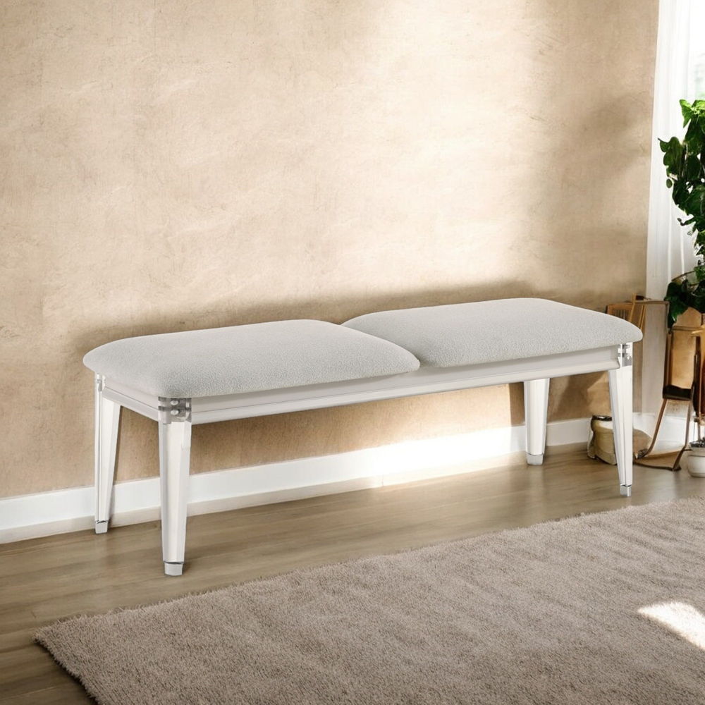 Laveda - Bench - Light Gray Boucle & Pearl White, white, view 6