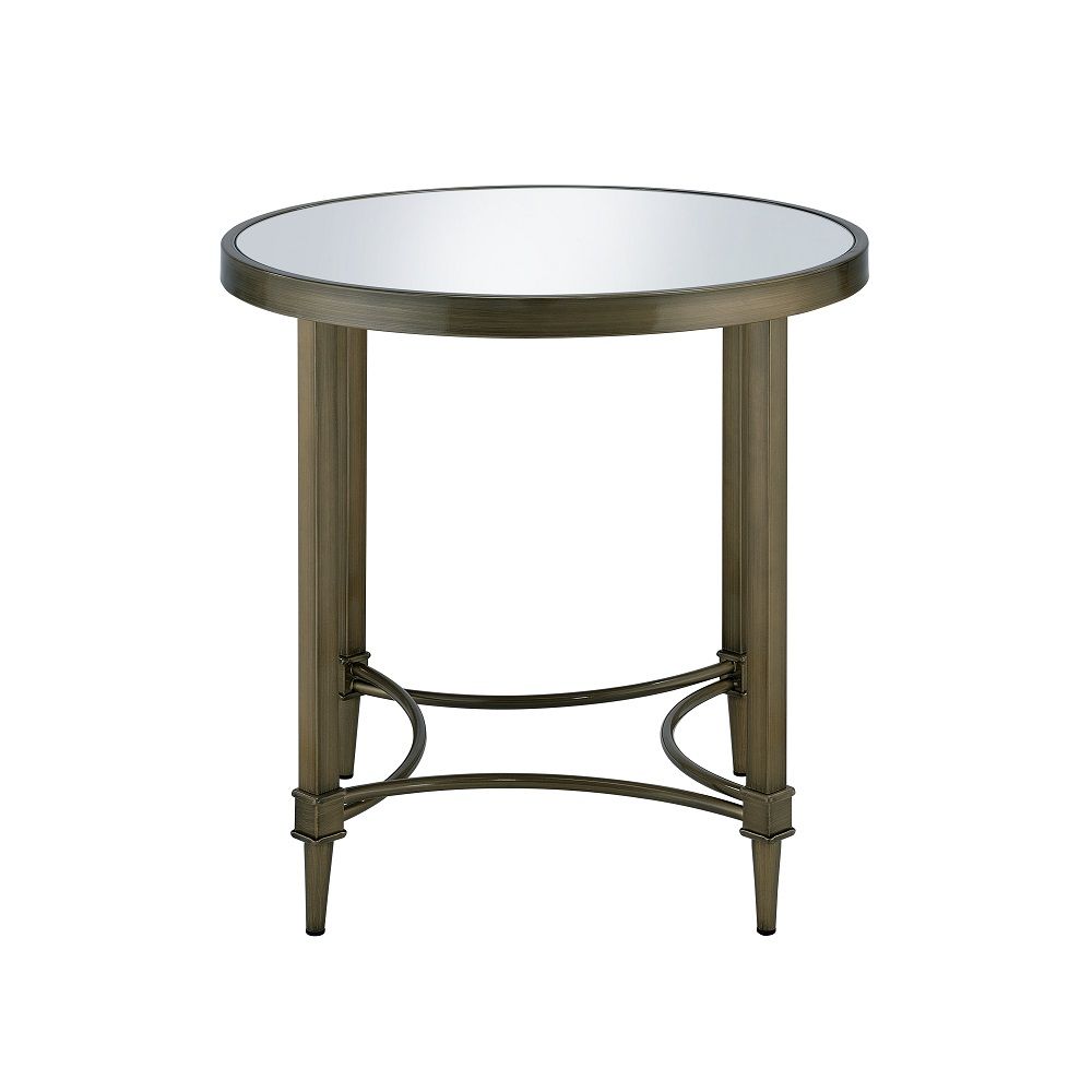 Aditya - End Table - Mirrored & Antique Brass, gold, view 6