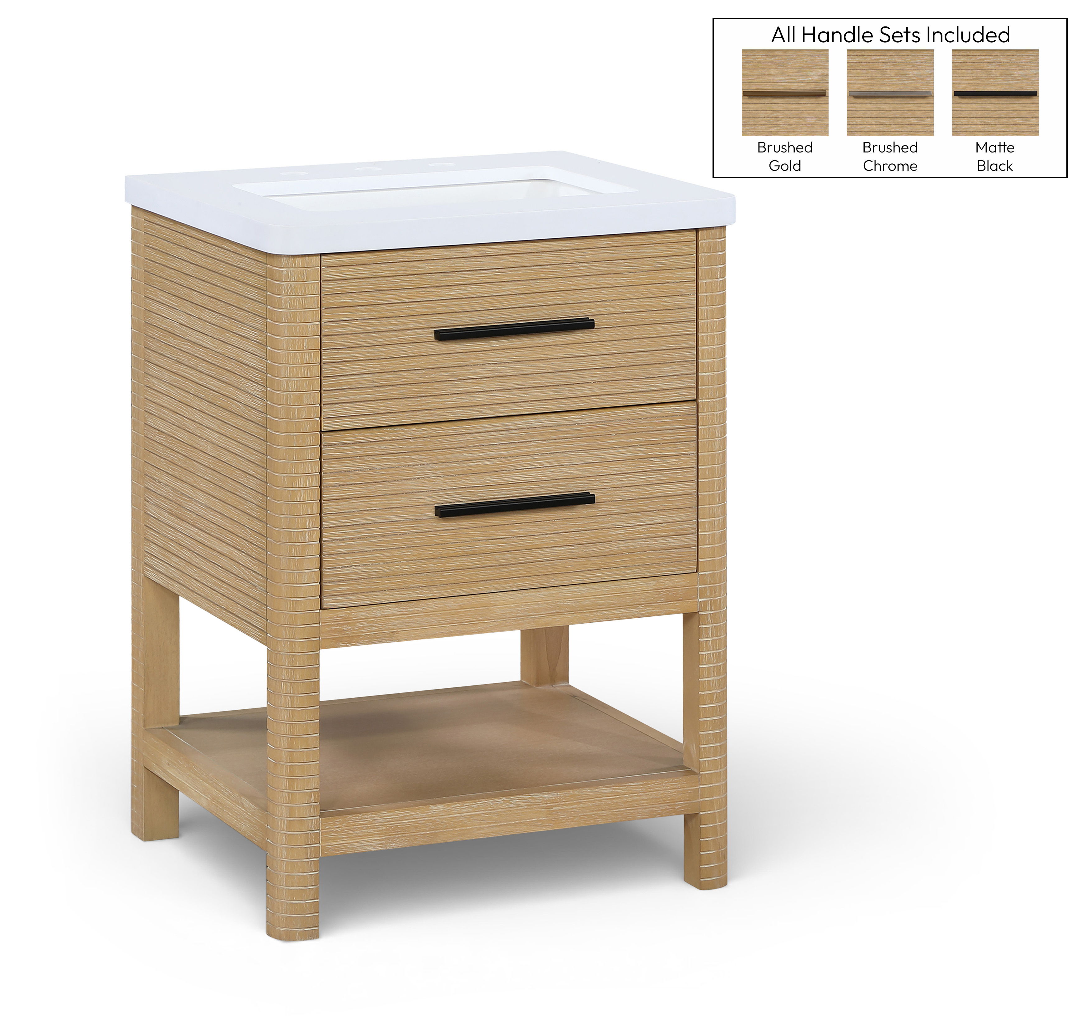 Oakwell - 24'' Bathroom Vanity - Natural / White