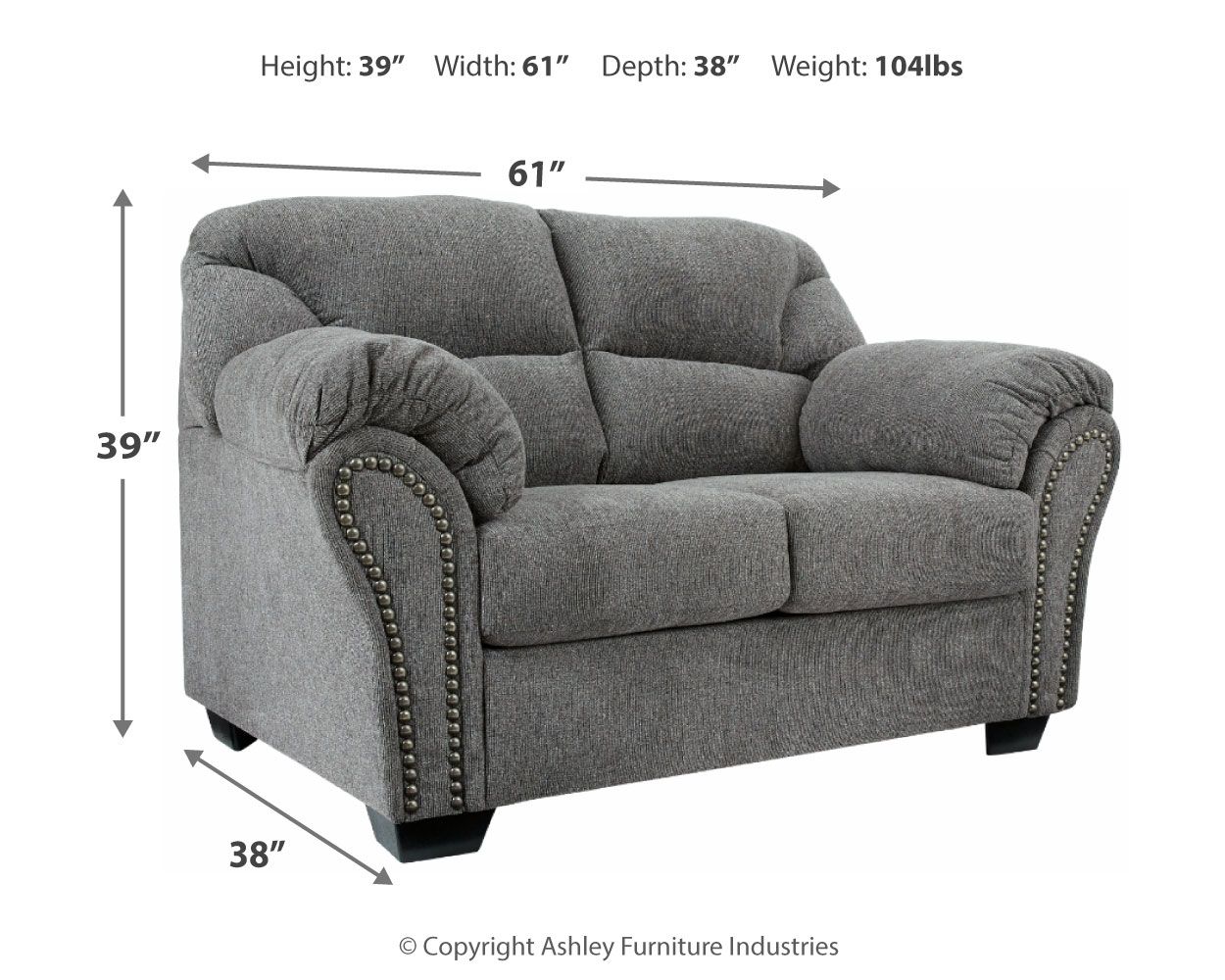 Ashley Furniture Allmaxx - 2 Pc. - Sofa, Loveseat - Pewter - Image 6