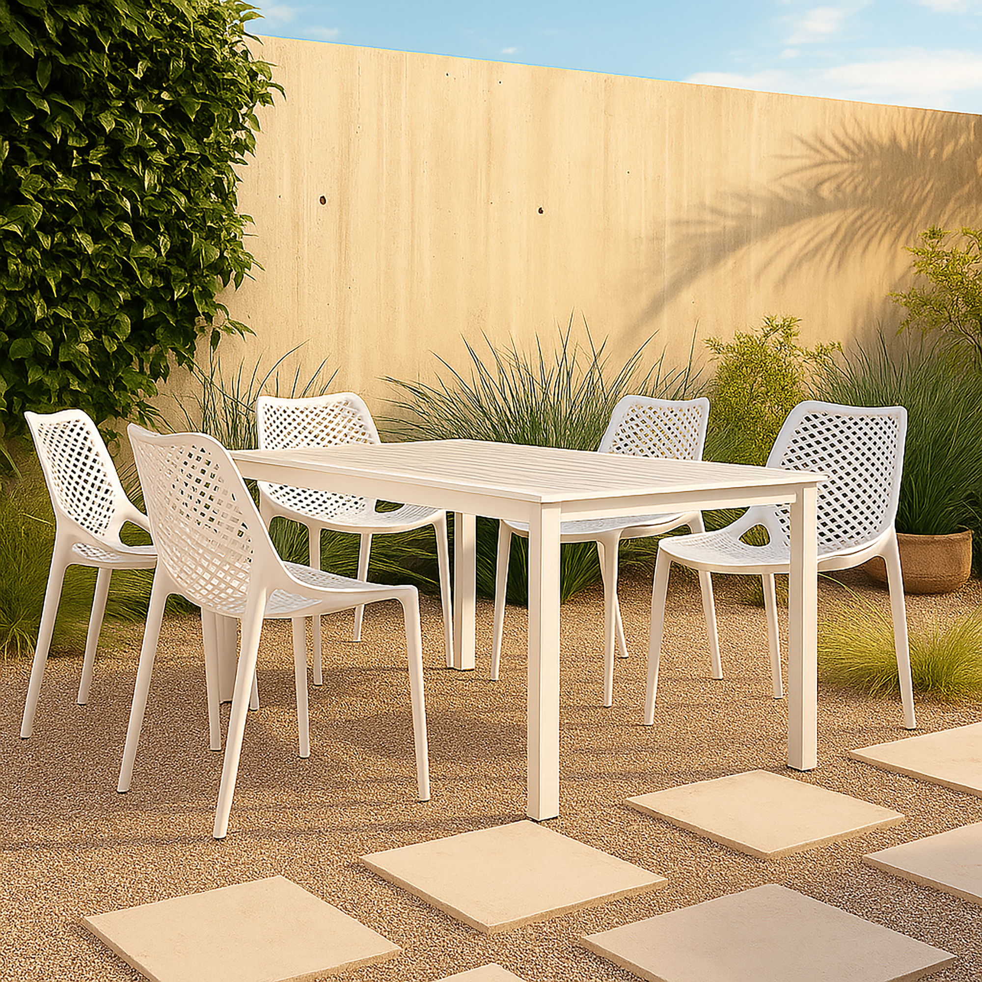 Mykonos - Plastic Outdoor Patio Dining Chair (Set of 4) - White