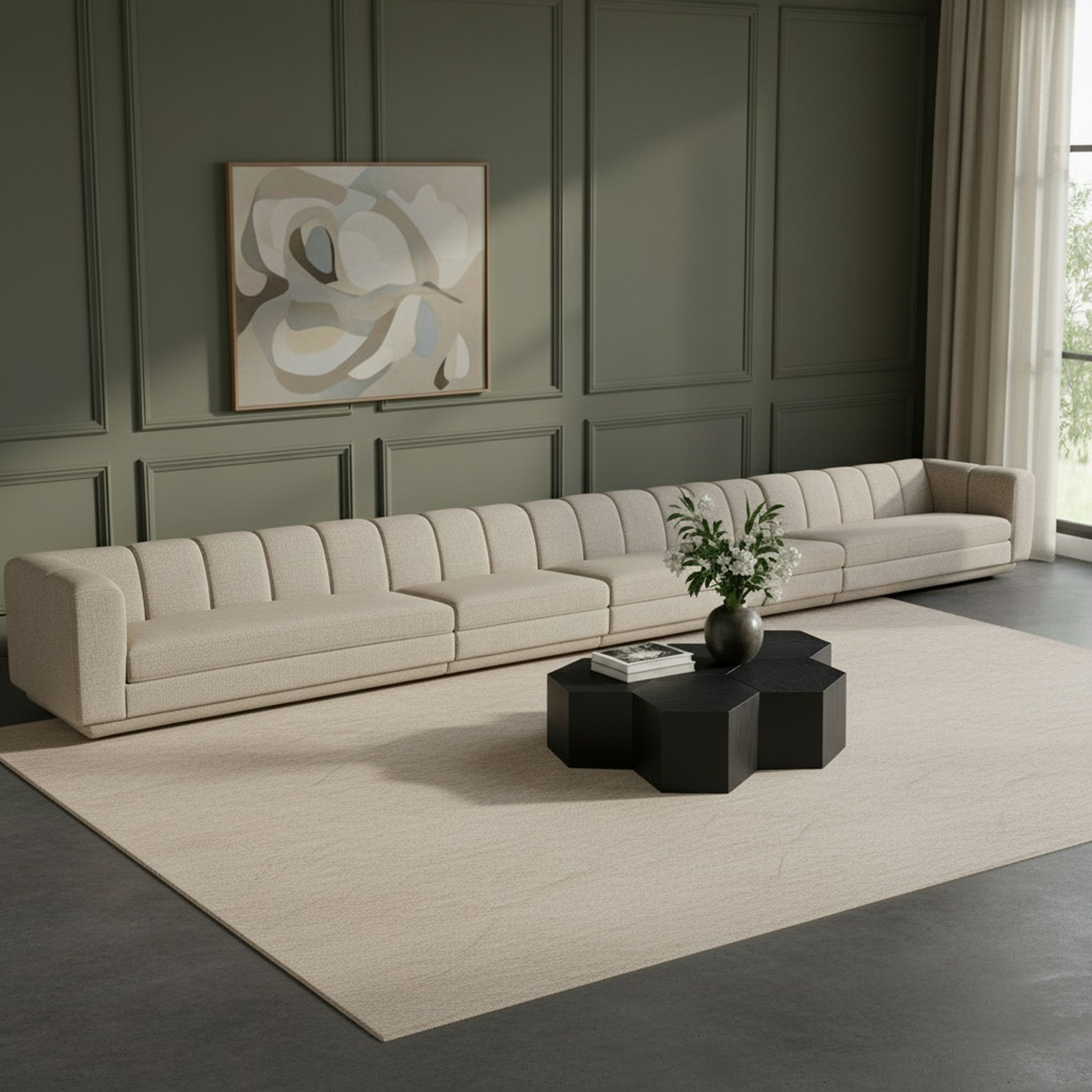Modari - Fabric Upholstered 5 Piece Modular Sofa - Beige