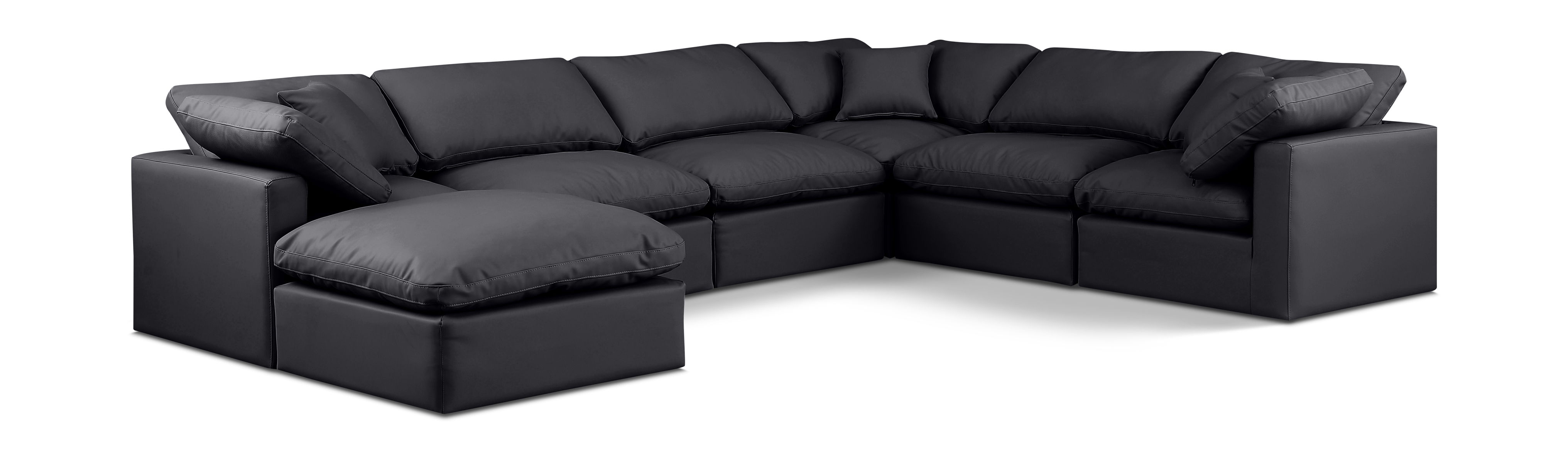 Indulge - Faux Leather 7 Piece Modular Sectional - Black