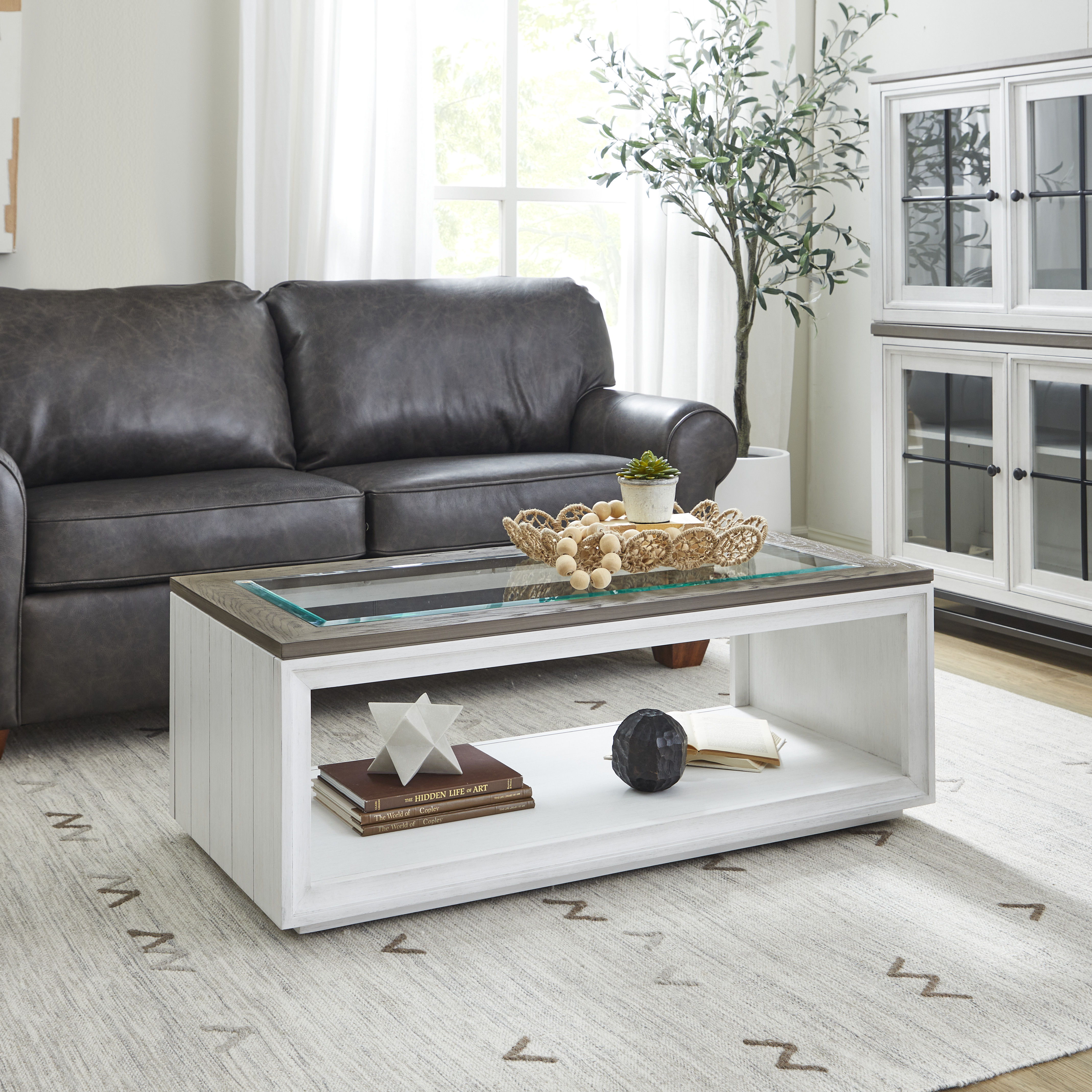 Melody - Rectangular Coffee Table With Casters - White, white