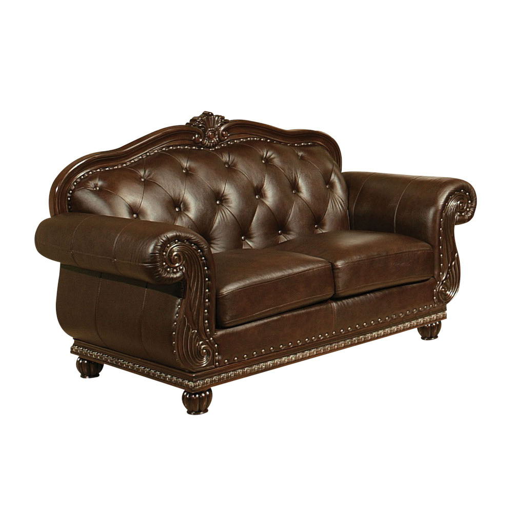 Anondale - Loveseat - Espresso Top Grain Leather Match & Cherry, dark brown, view 2