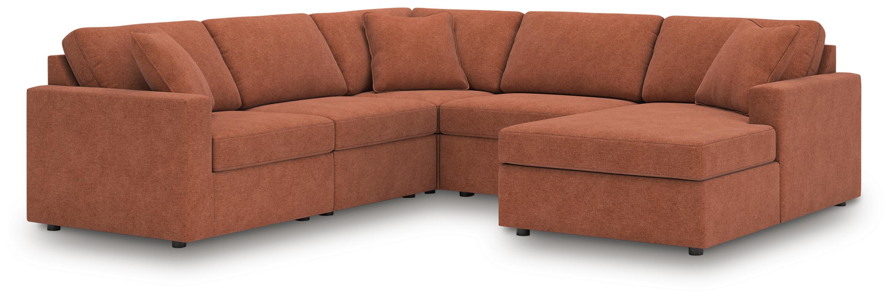 Modmax – 5-Piece Sectional With Raf Corner Chaise, With Laf Corner Chair – Spice
