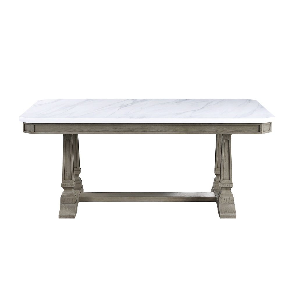 Zumala - Dining Table - Marble Top & Weathered Oak, white, view 7