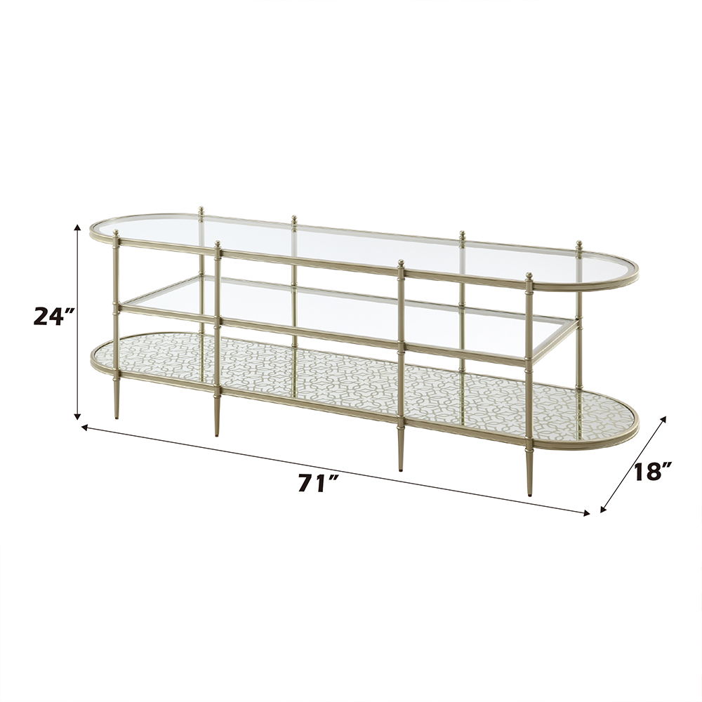 Zaba - TV Stand - Glass Top & Champagne, silver, view 6