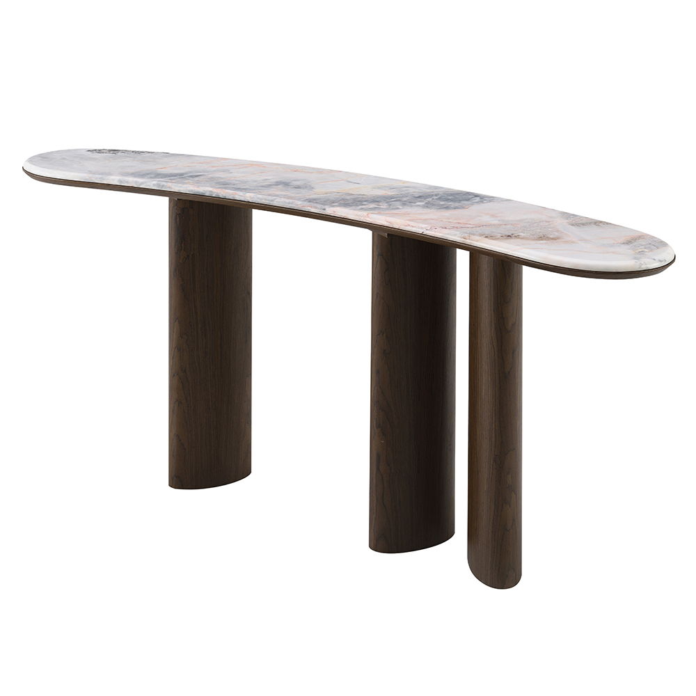 Hanale - Console Table With Marble Top - Natural / Brown, beige, view 2