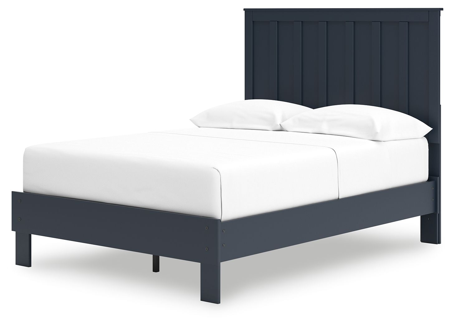 Simmenfort - Full Platform Bed With Panel Headboard - Navy Blue