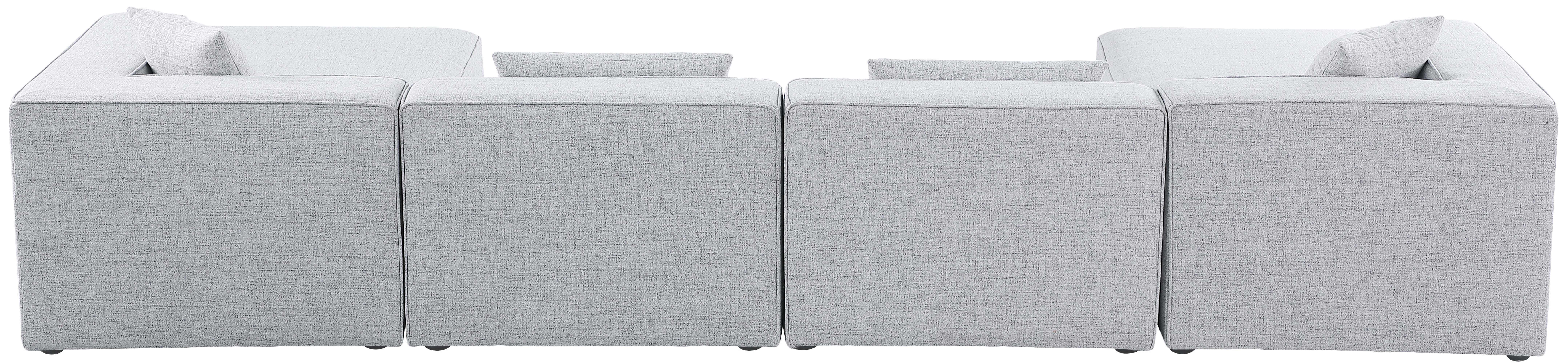 Cube - Linen 6 Piece Modular Double Chaise Sectional - Gray